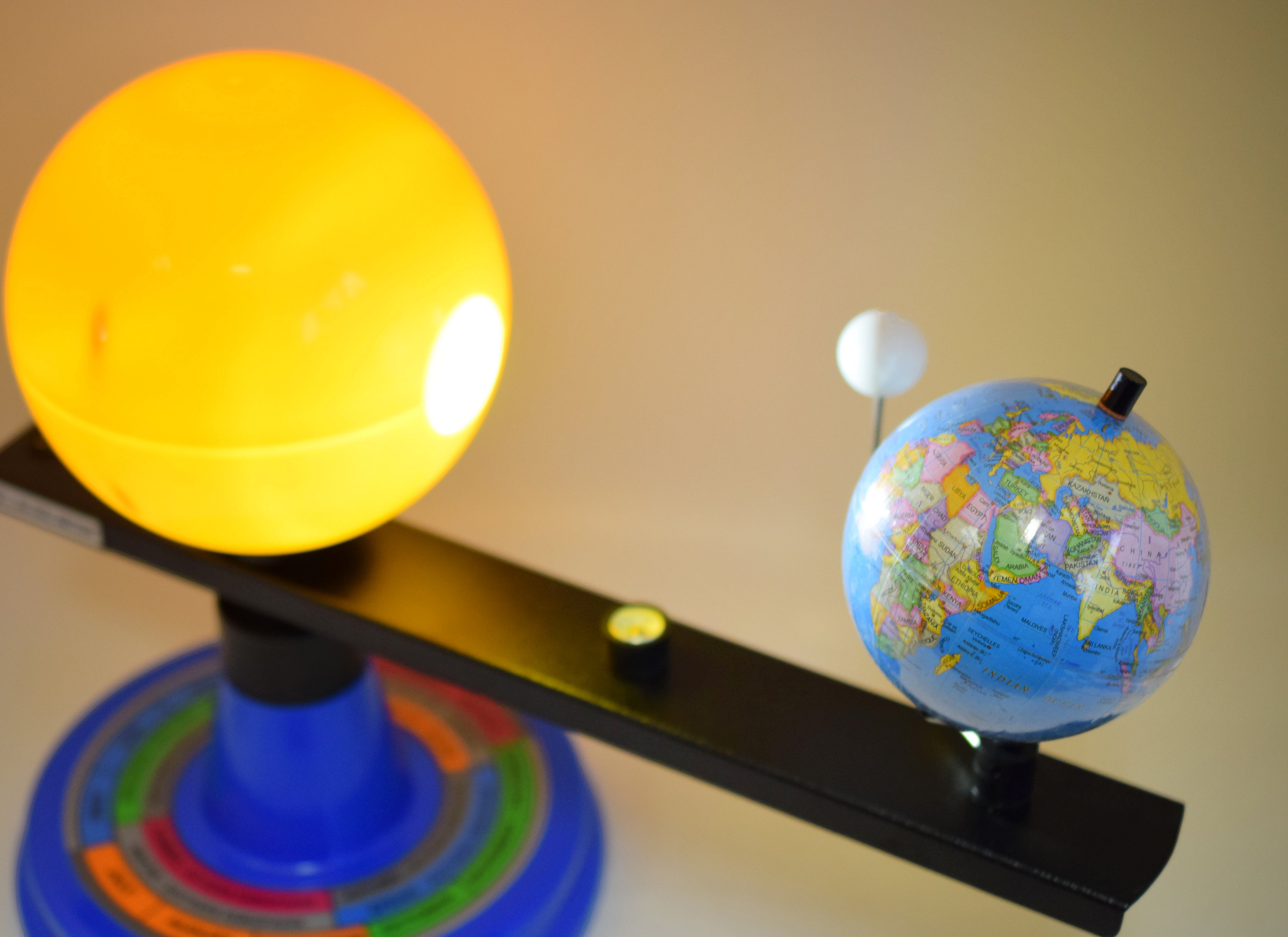 Illuminated Sun, Earth, and Moon Orbital Model