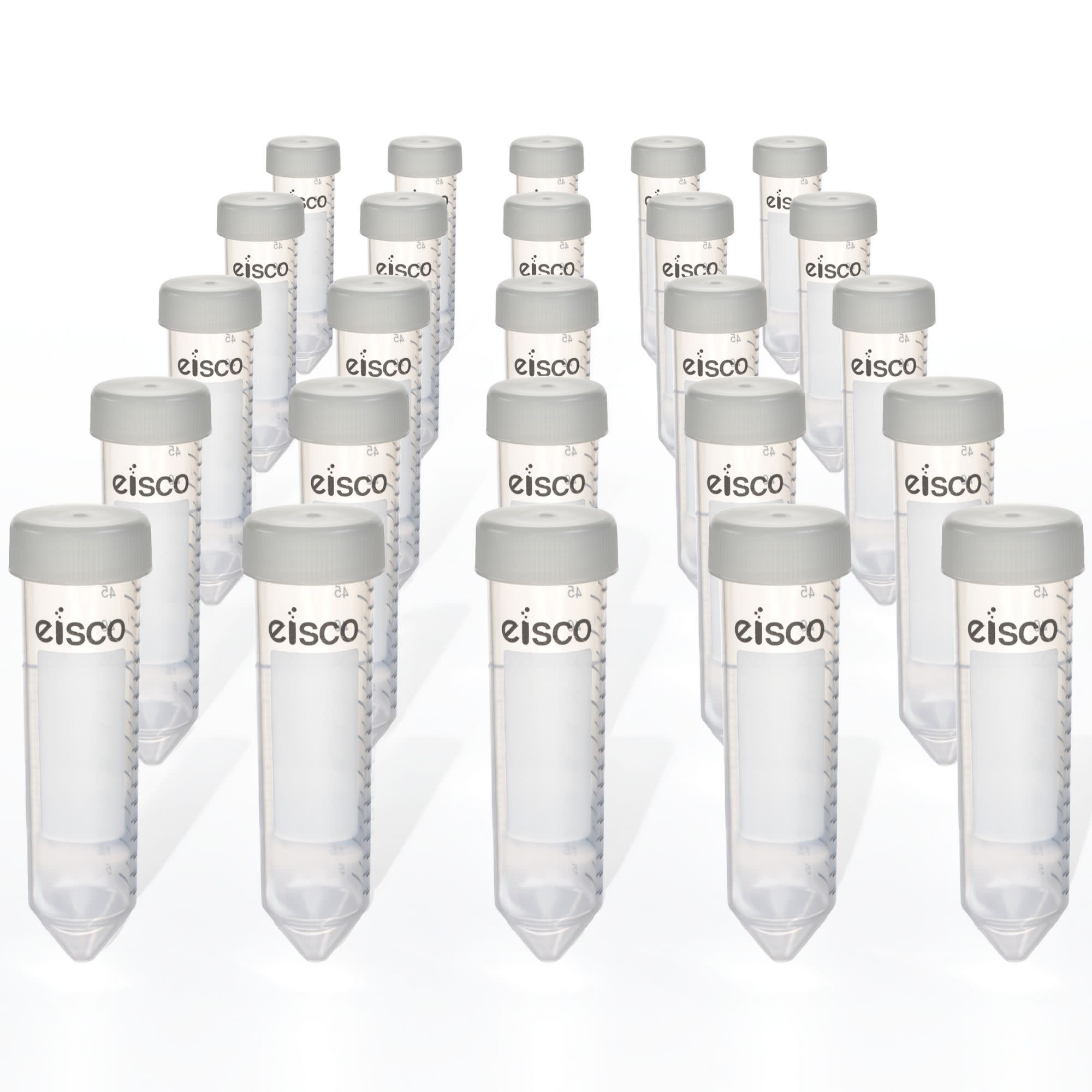 25-Pack Heavy Metal-Free Sterile Polypropylene Centrifuge Tubes with Flat Cap, 50mL