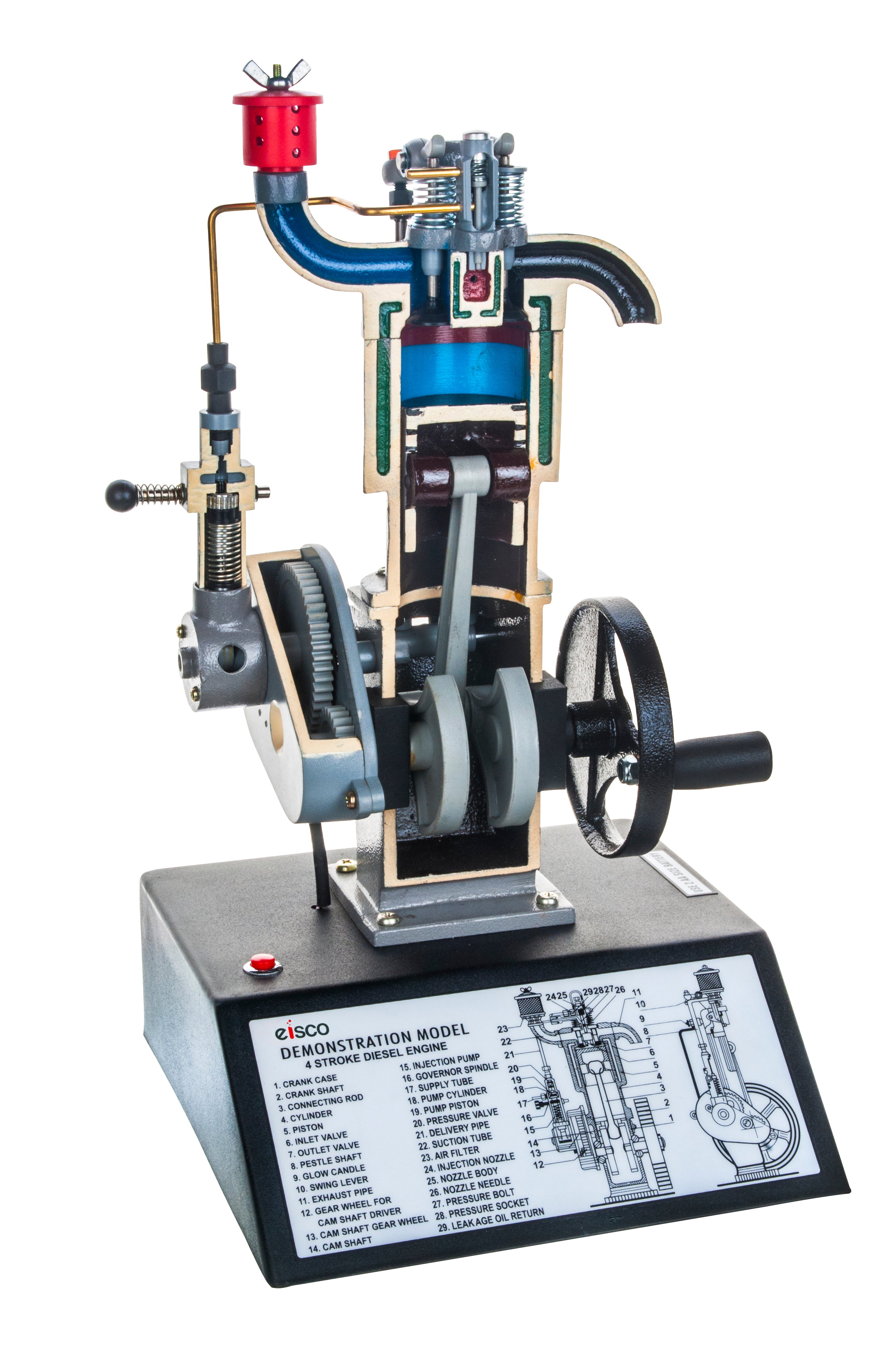 4-Stroke Diesel Hand-Crank Engine Model, 16"