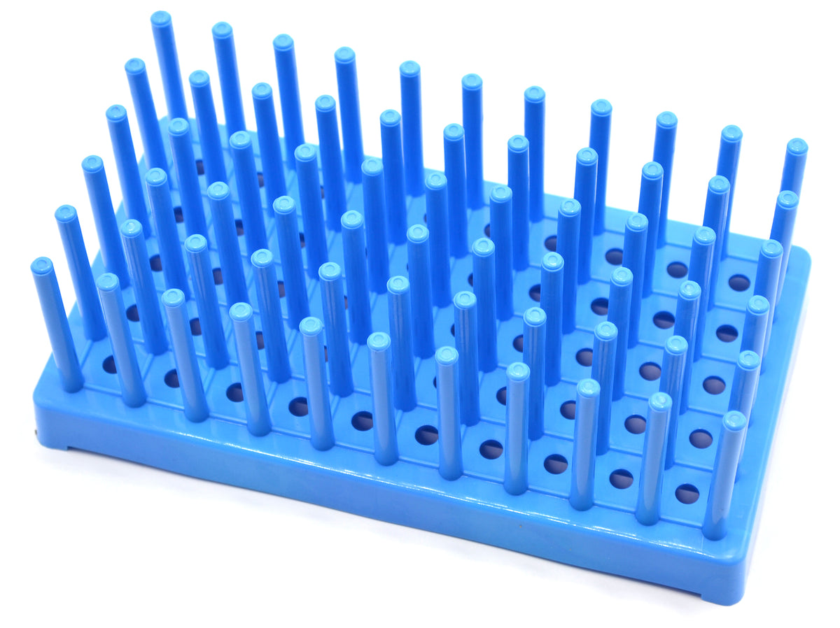 2PK Test Tube Peg Drying Rack - Holds 50 x 16mm Tubes - Plastic