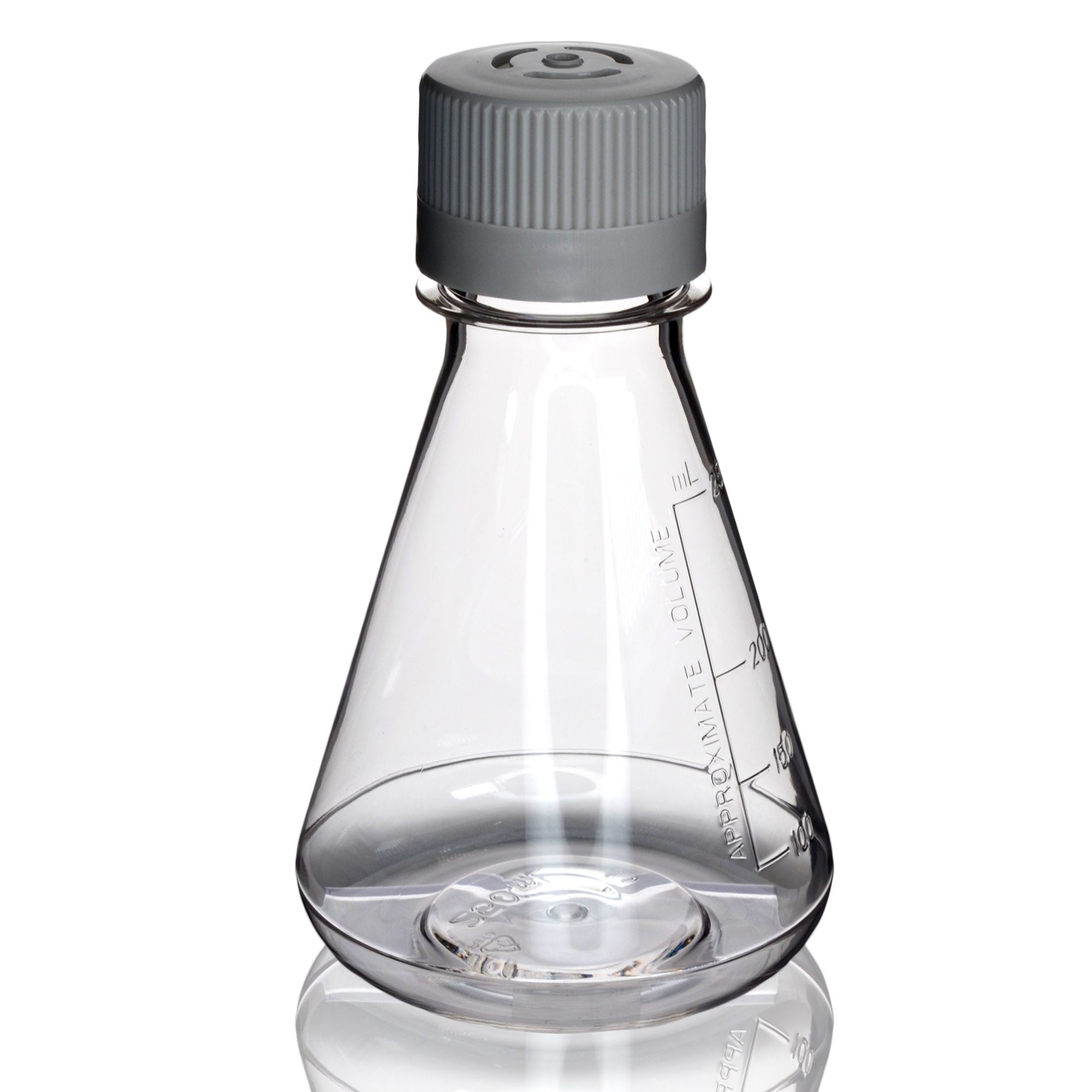 Sterile Vented Flat-Bottom PETG Erlenmeyer Flask, USP Class VI, 250mL