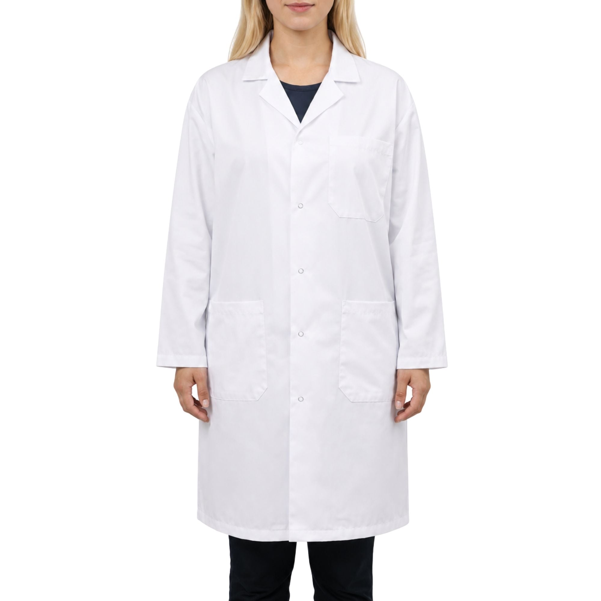 Poly-Cotton Blend Lab Coat with Snap Front