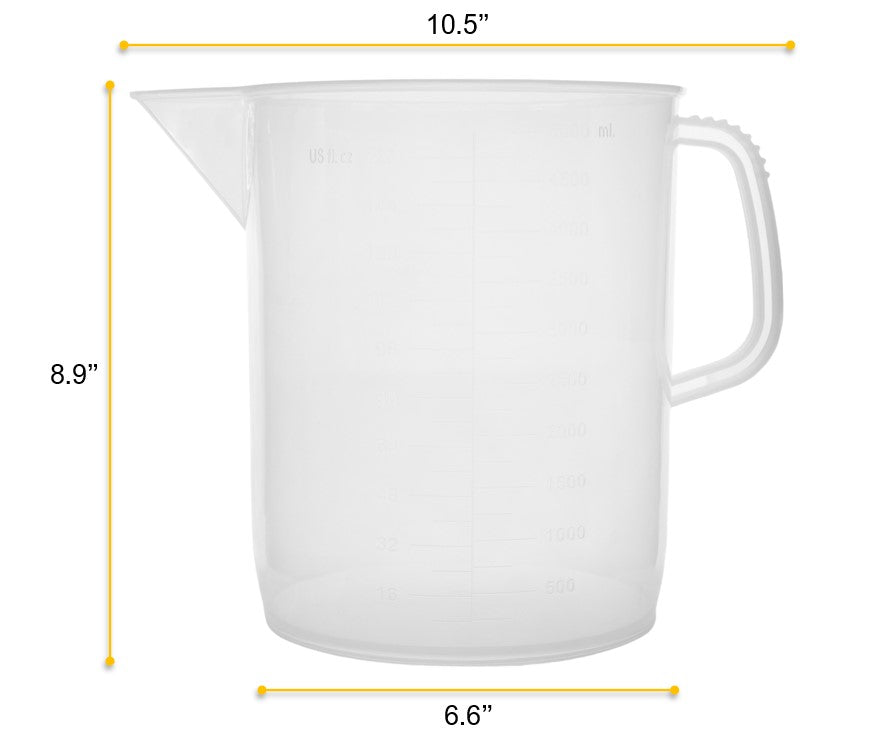 Short Form Polypropylene Measuring Pitcher, 5000mL, Euro Design
