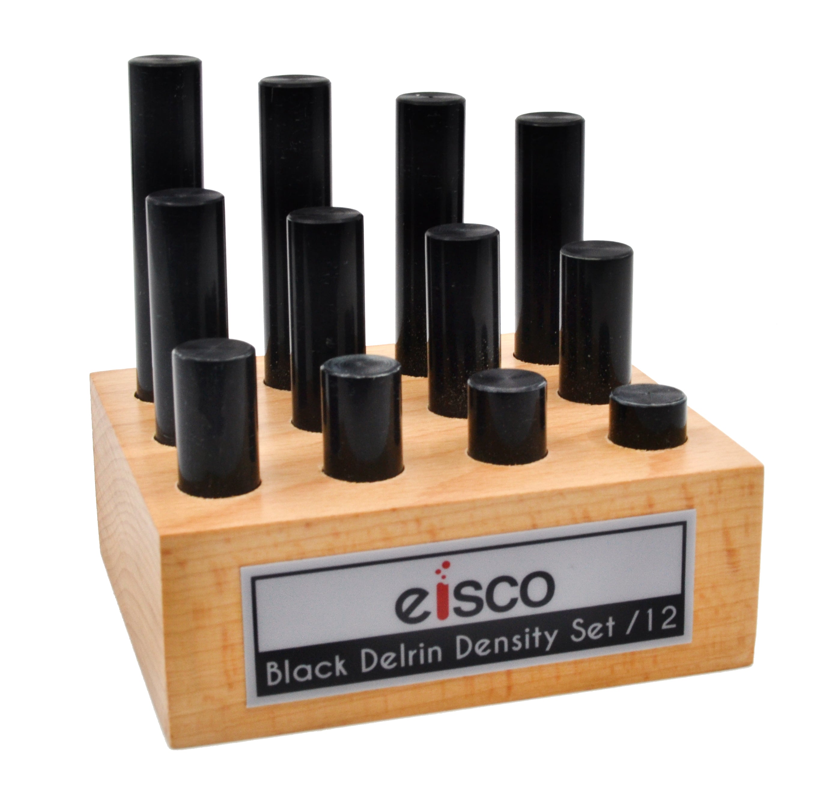 12-Piece Delrin Density Cylindrical Bars Set with Wooden Storage