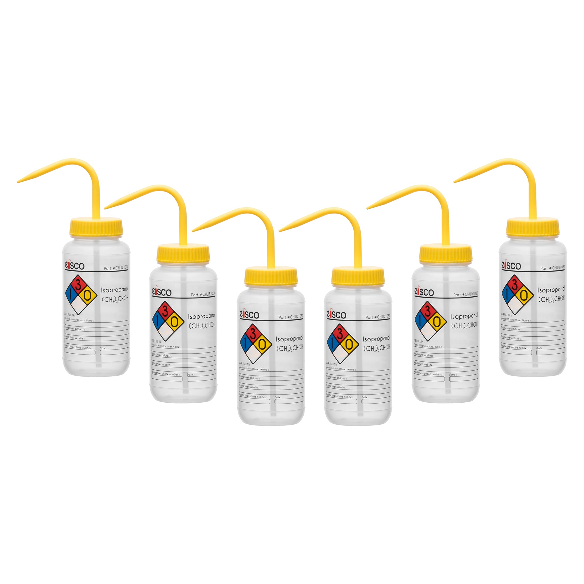 Isopropanol Wash Bottle, LDPE, Wide Mouth, 4-Color Label
