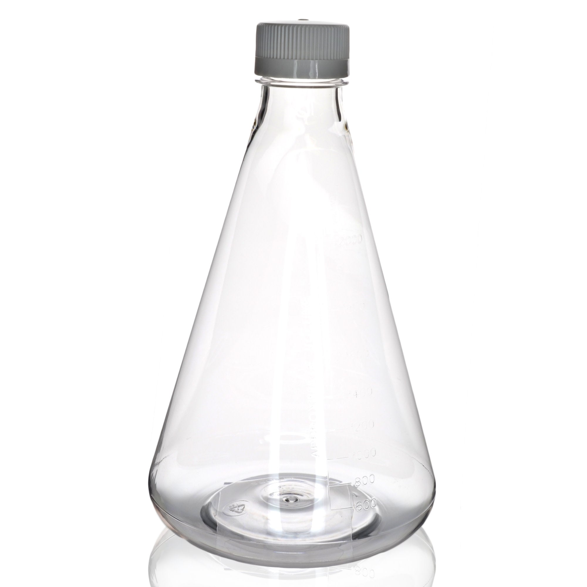 Sterile Non-Vented Flat-Bottom PETG Erlenmeyer Flask, USP Class VI, 2L