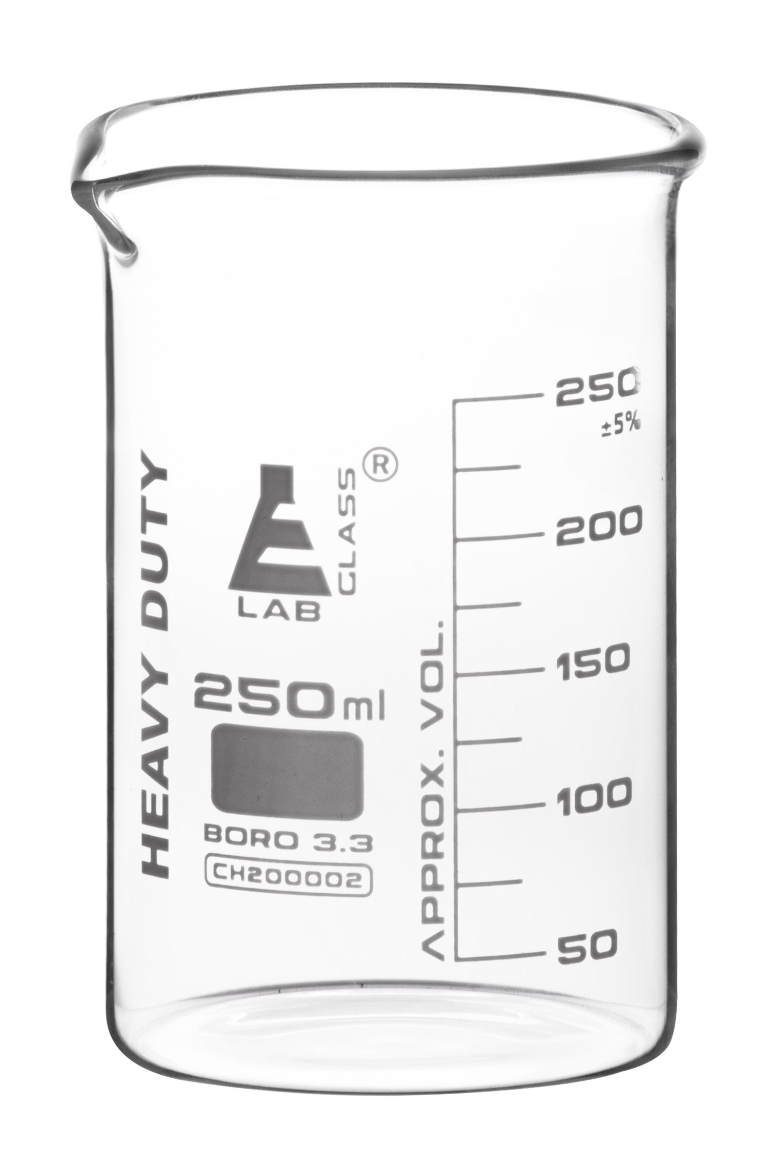 Heavy Duty Borosilicate Glass Beaker with White Graduations
