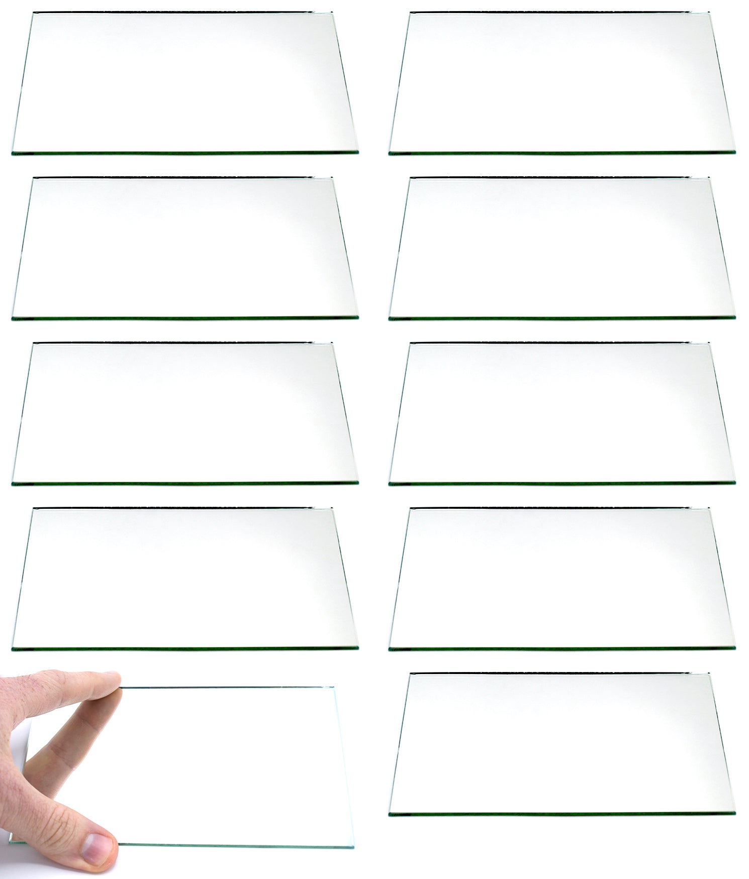 10PK Rectangular Plano Glass Mirror - 6" x 4" - 2mm Thick Approx.