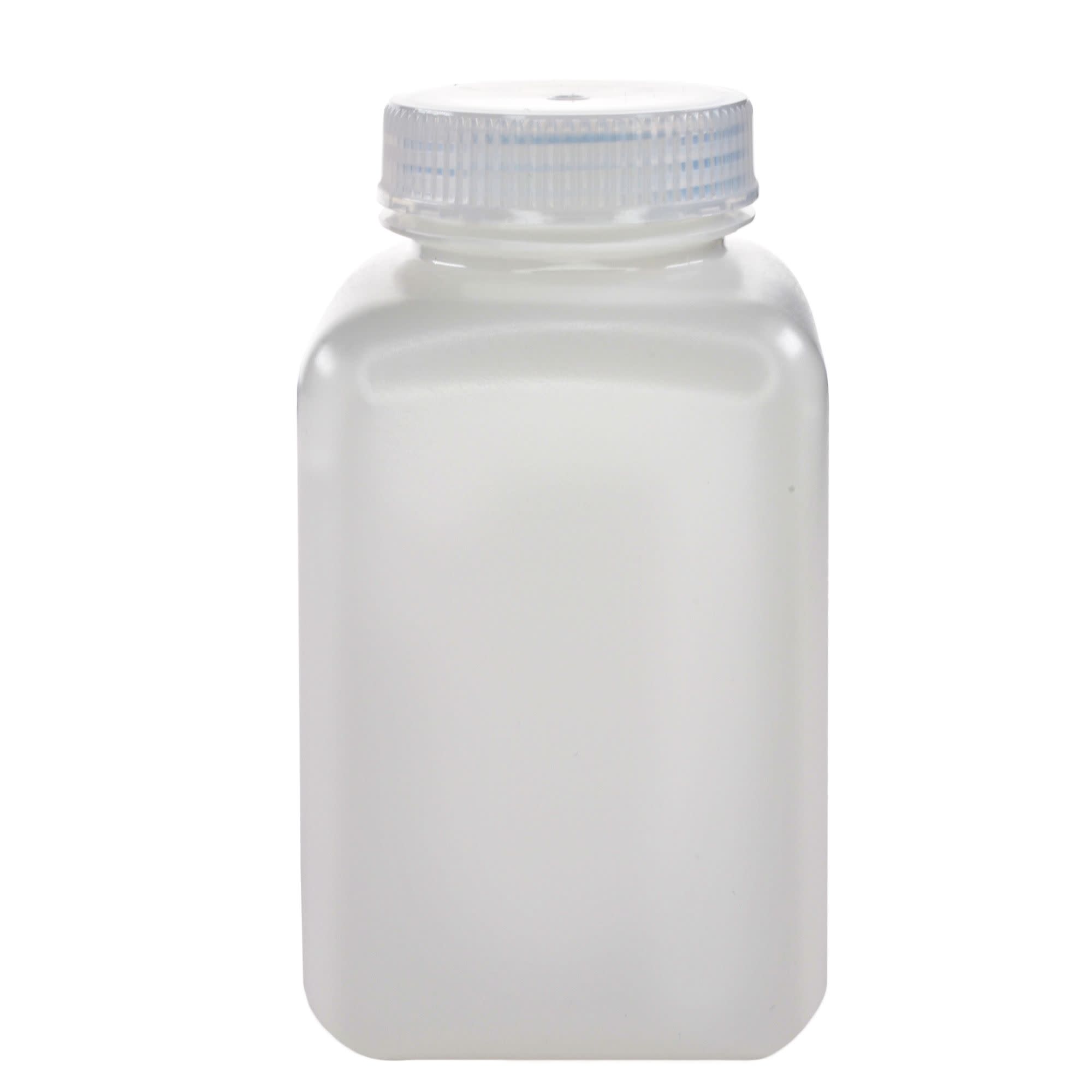 12-Pack Translucent Wide Mouth Square HDPE Reagent Bottles with PP Caps, 500mL, -100 to 120°C
