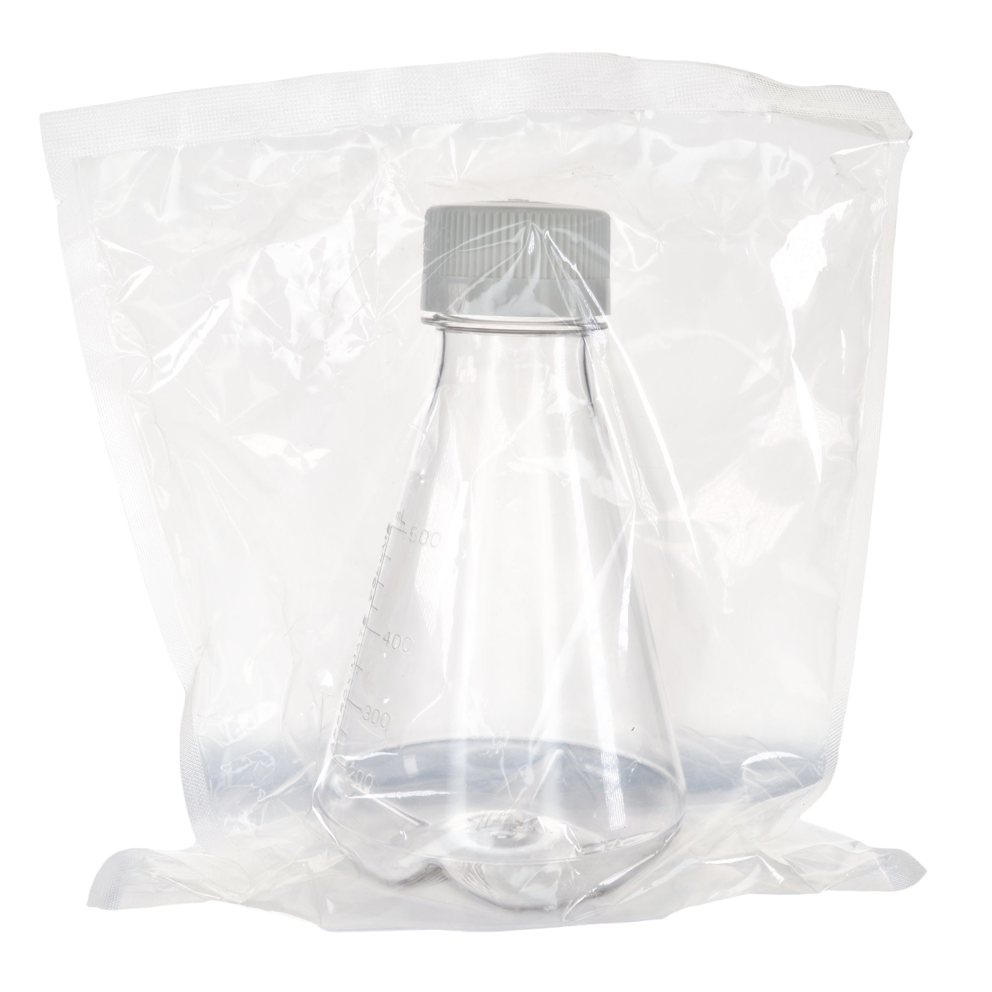 Sterile Vented Baffled-Bottom PETG Erlenmeyer Flask, USP Class VI, 500mL