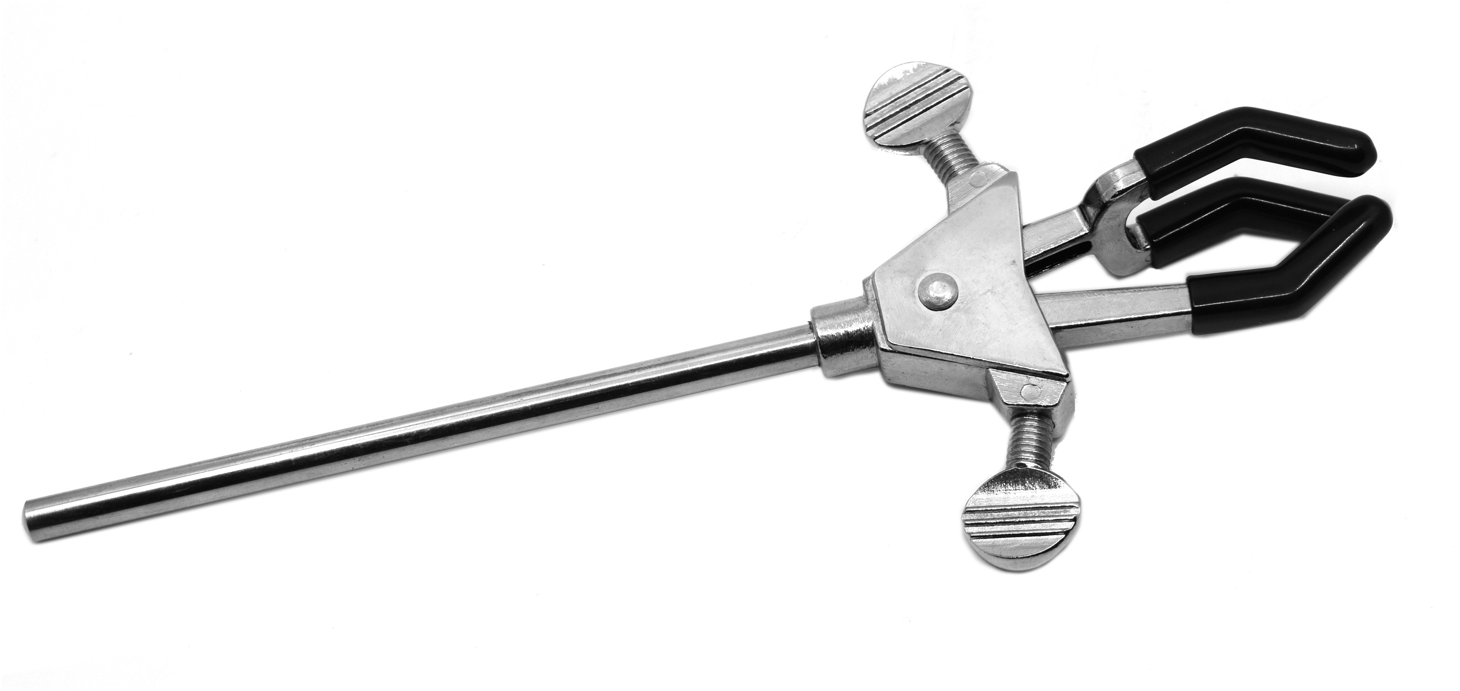 Three-Prong Universal Clamp with Vinyl-Coated Rubber Jaws, 10"