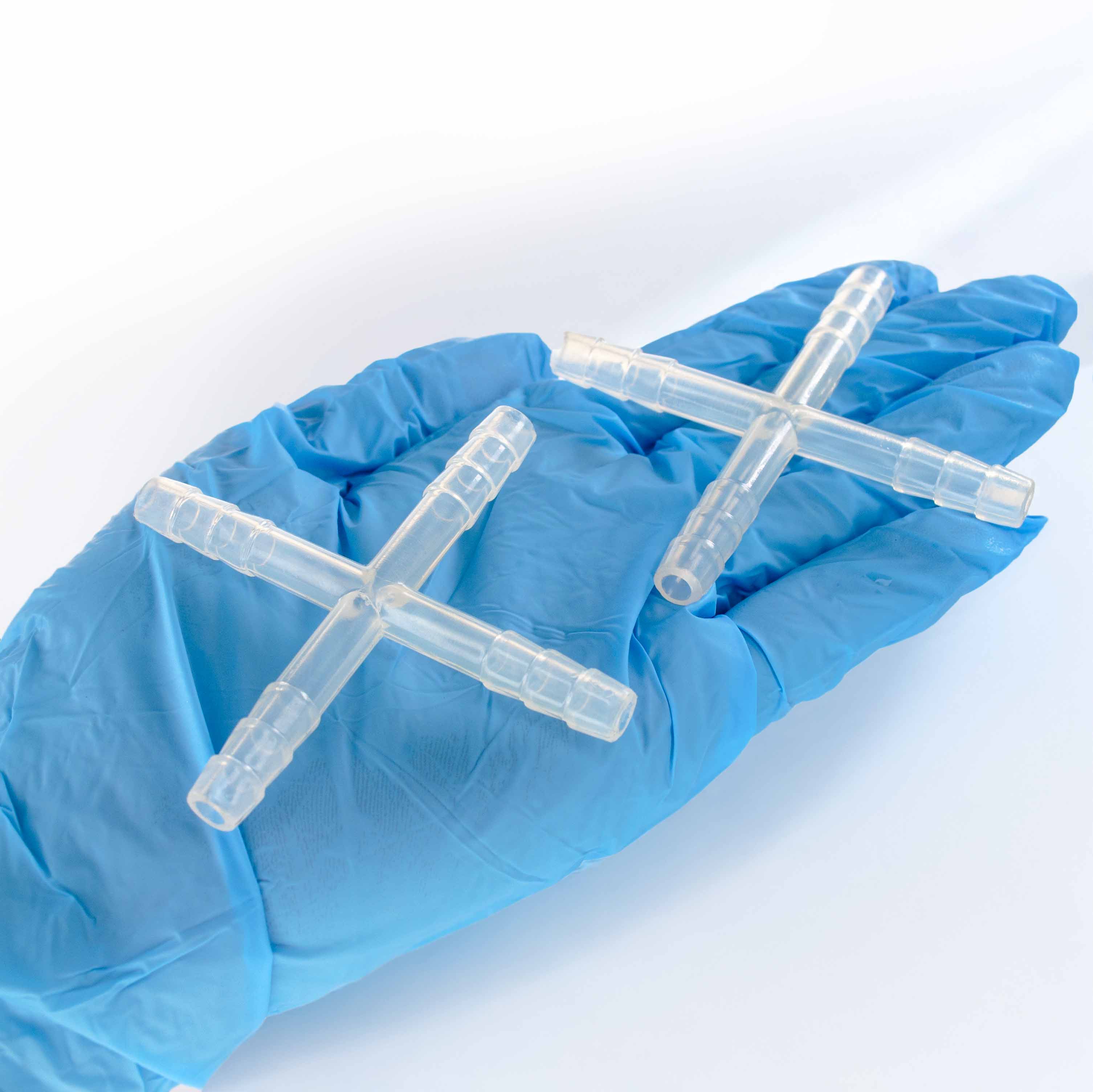 Cross-Shape Polypropylene Tubing Connector, 8mm, 20-Pack