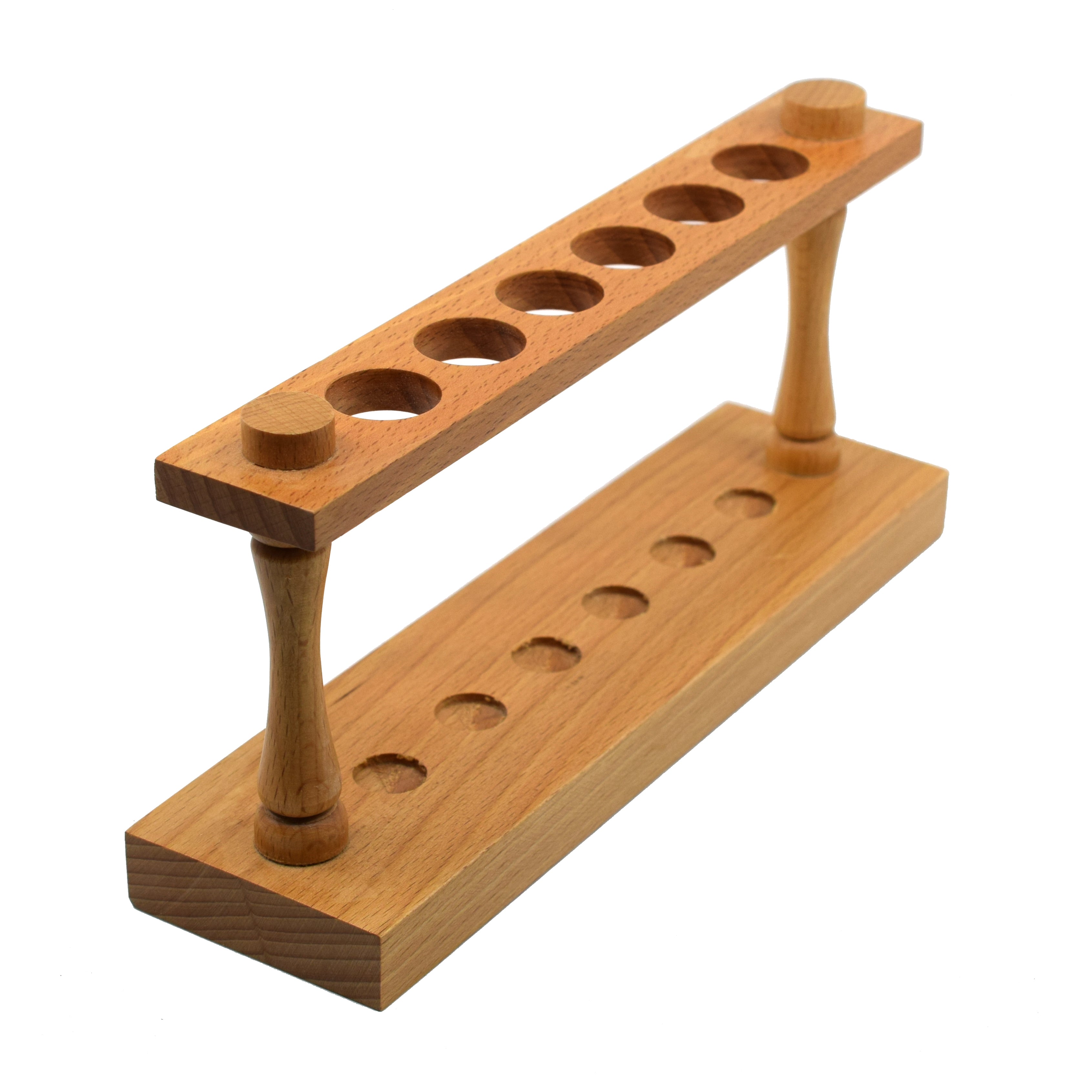 Premium Wood Test Tube Rack for 6 Tubes, 22mm, with Drying Pegs