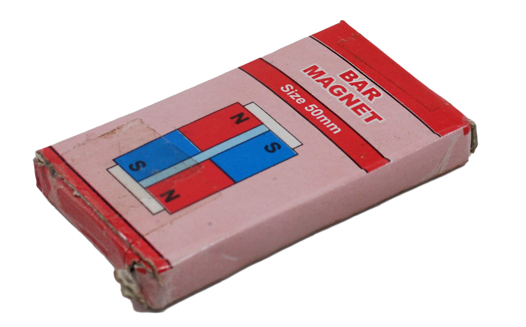 Chrome Steel Bar Magnet Pair with Keepers, Red/Blue N-S Labeled