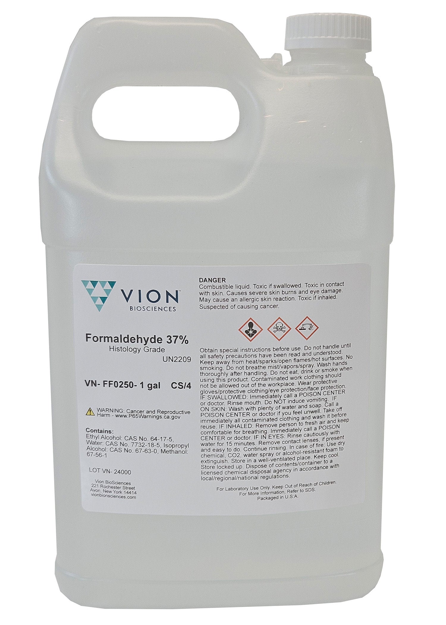 4-Case Histology Grade 37% Formaldehyde Tissue Fixative, 1 Gallon Each