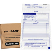 Polyethylene Patient Property Bag with Serialized Barcode, 9 x 12, 100-Pack