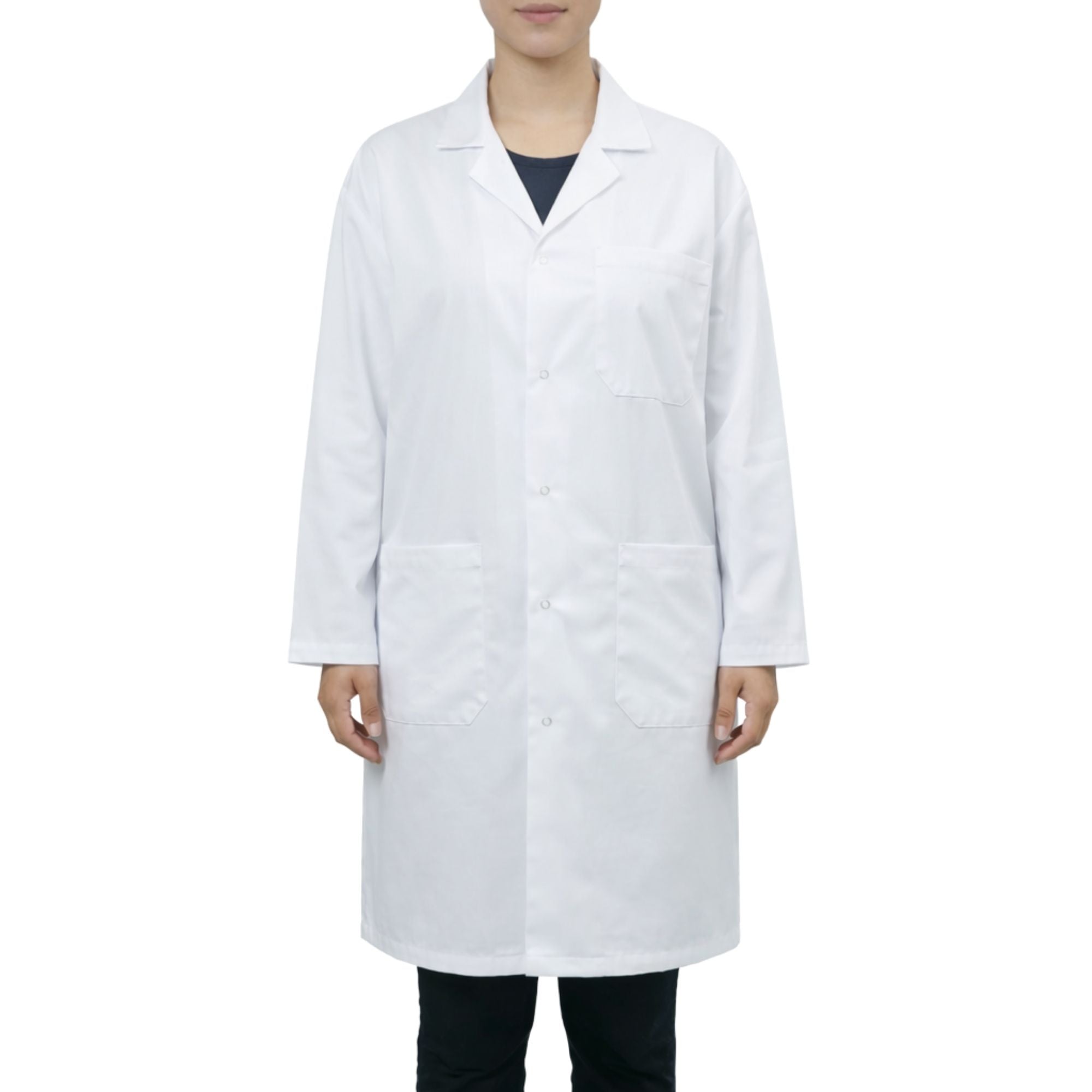 Cotton Lab Coat with Snap Front