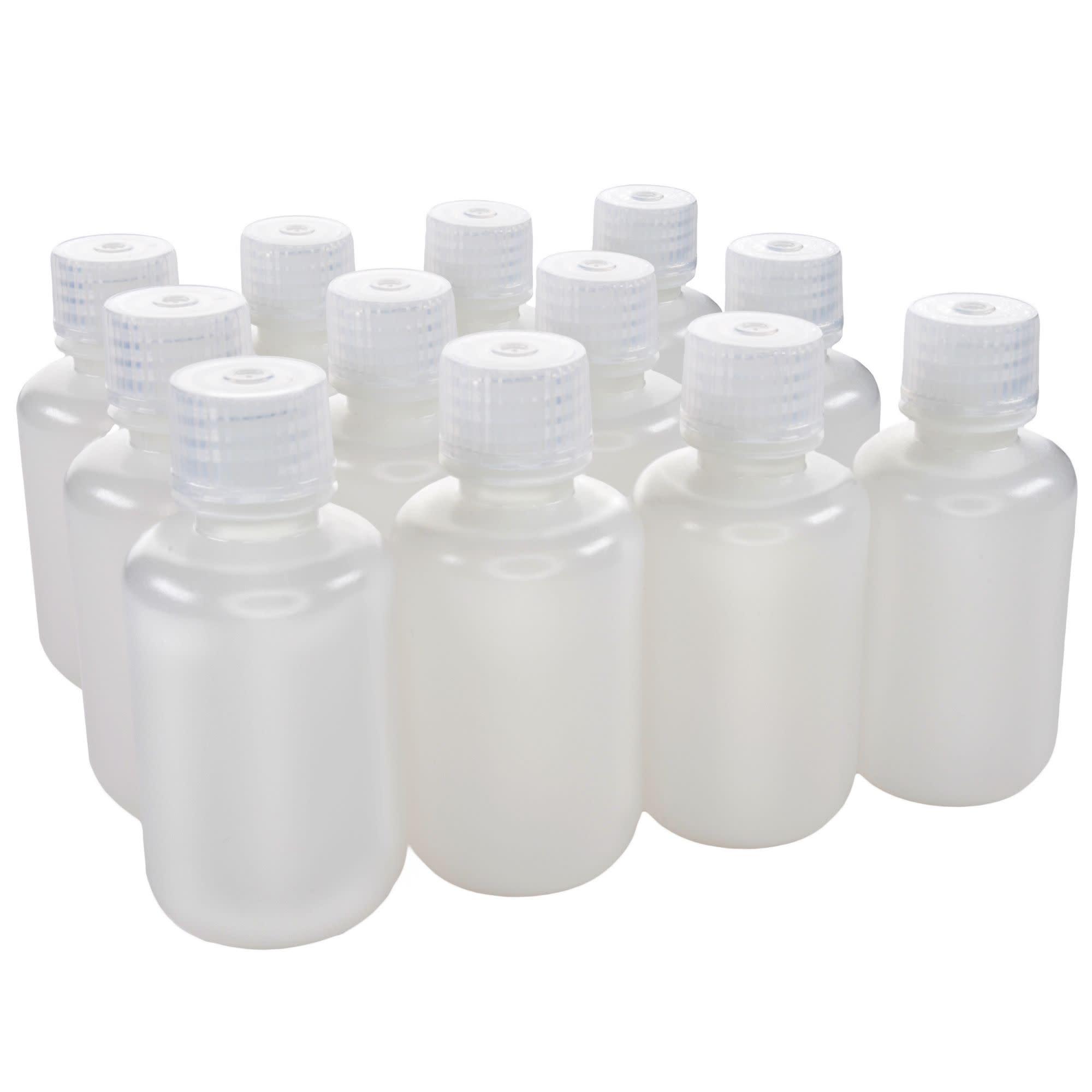 Narrow Mouth HDPE Reagent Bottle with Polypropylene Cap, Sterile Leak-Proof, 12-Pack