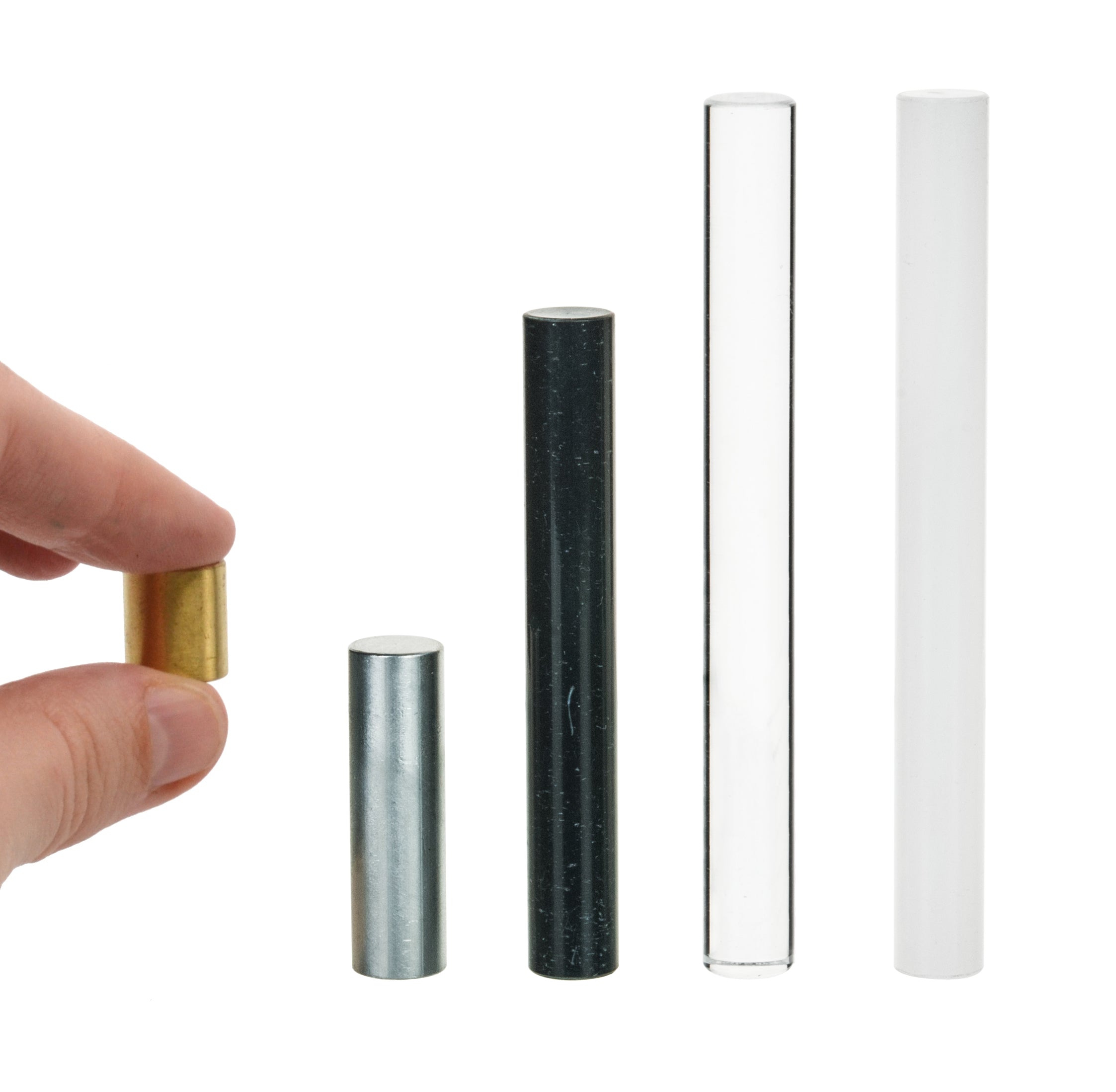 5-Material Equal Mass Density Set (Aluminum, Brass, Nylon, Acrylic, PVC)