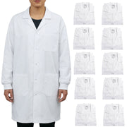 Poly-Cotton Blend Lab Coat with Ribbed Cuff, 10-Pack