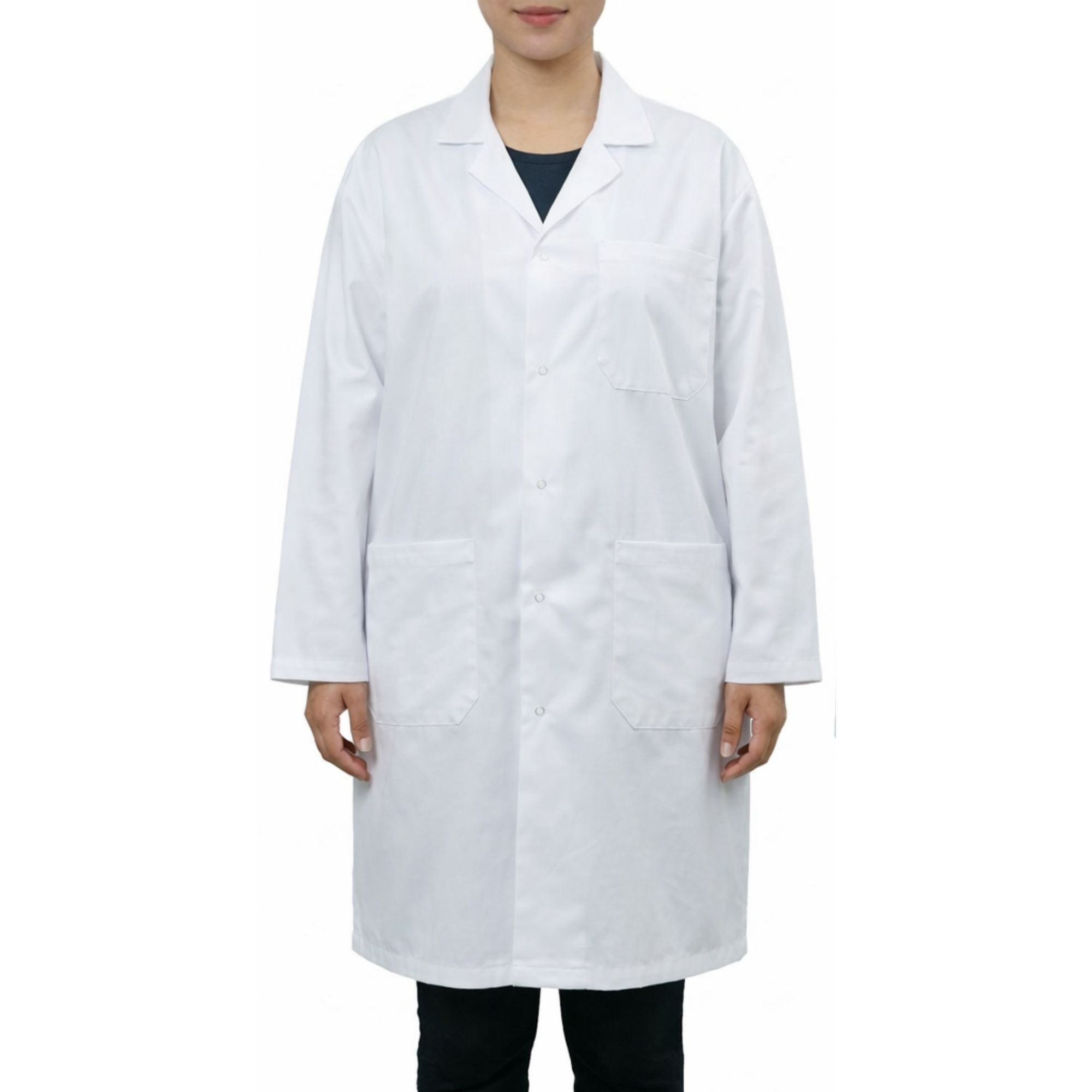 Cotton Lab Coat with Snap Front