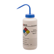 Sodium Hypochlorite (Bleach) Wash Bottle, LDPE, 4-Color Label, 1000mL