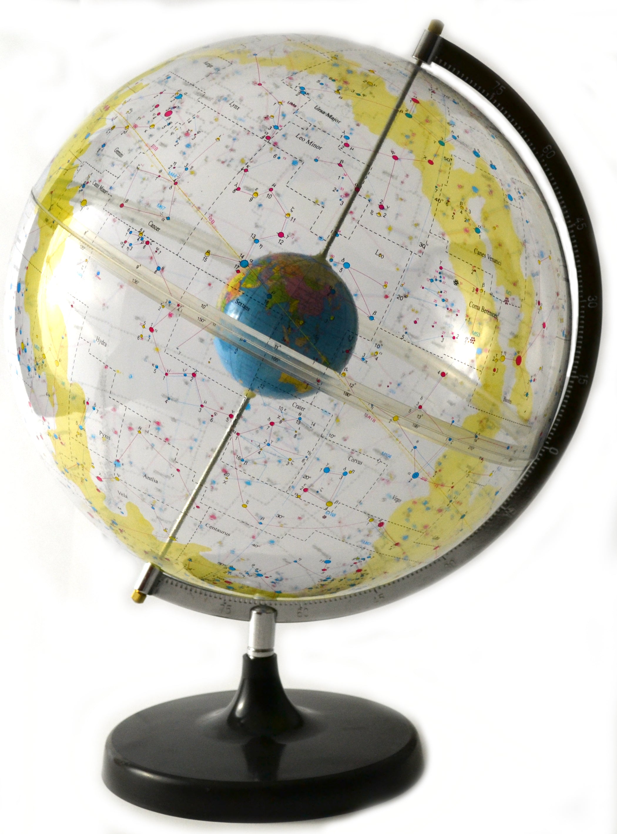 Transparent Celestial Star Globe with Inner Earth Globe