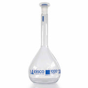 ASTM E288 Class A Volumetric Flask with Polypropylene Stopper, 1000mL, Single Graduation Mark, Borosilicate 3.3 Glass