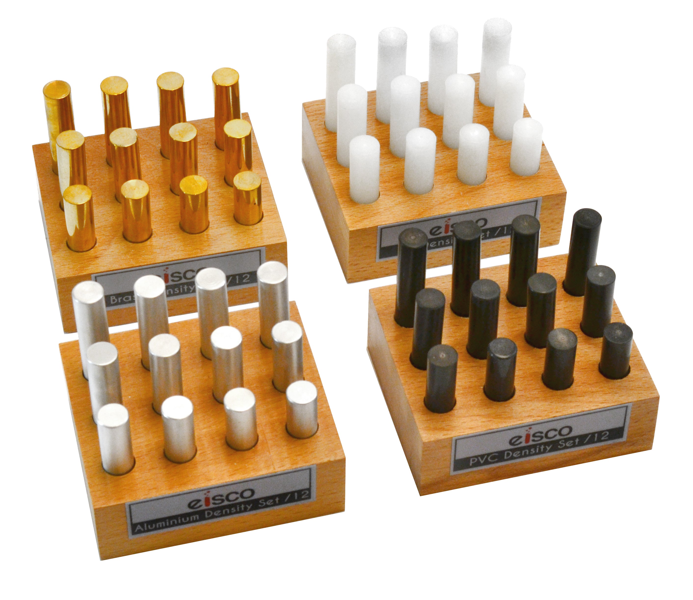 48-Piece Density Cylindrical Bars Super Set (Brass, Aluminum, PVC, Polypropylene)