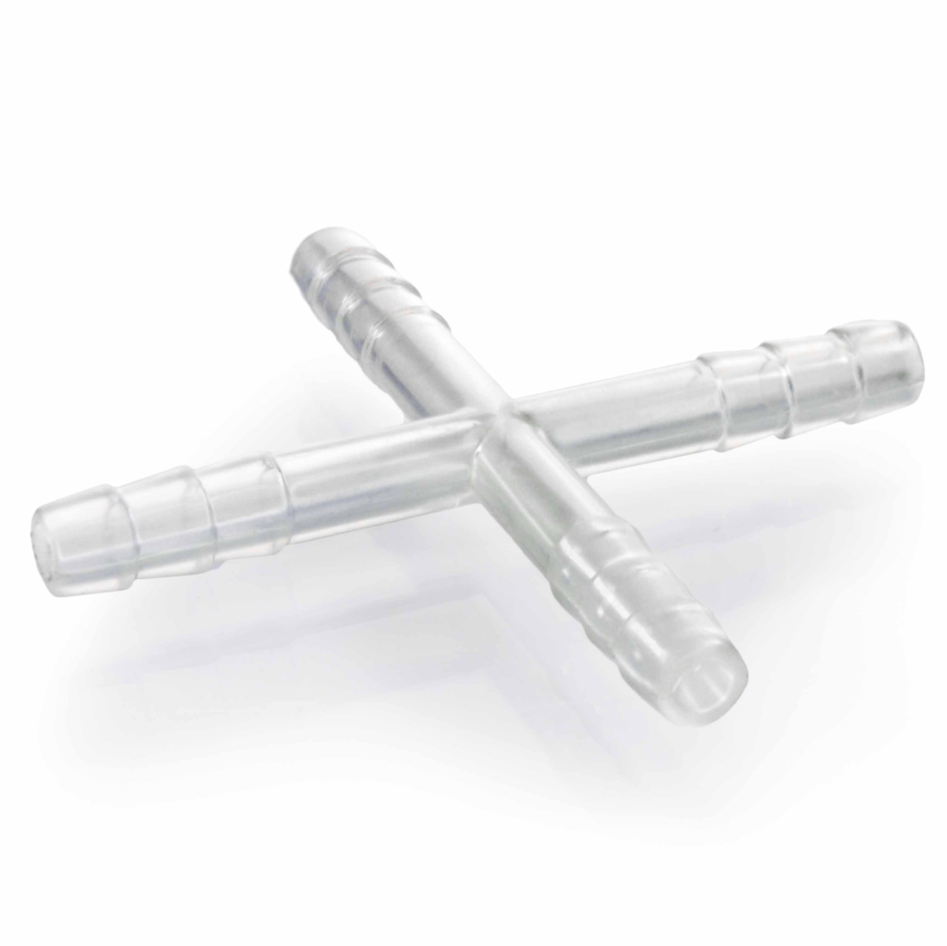 Cross-Shape Polypropylene Tubing Connector, 8mm, 20-Pack