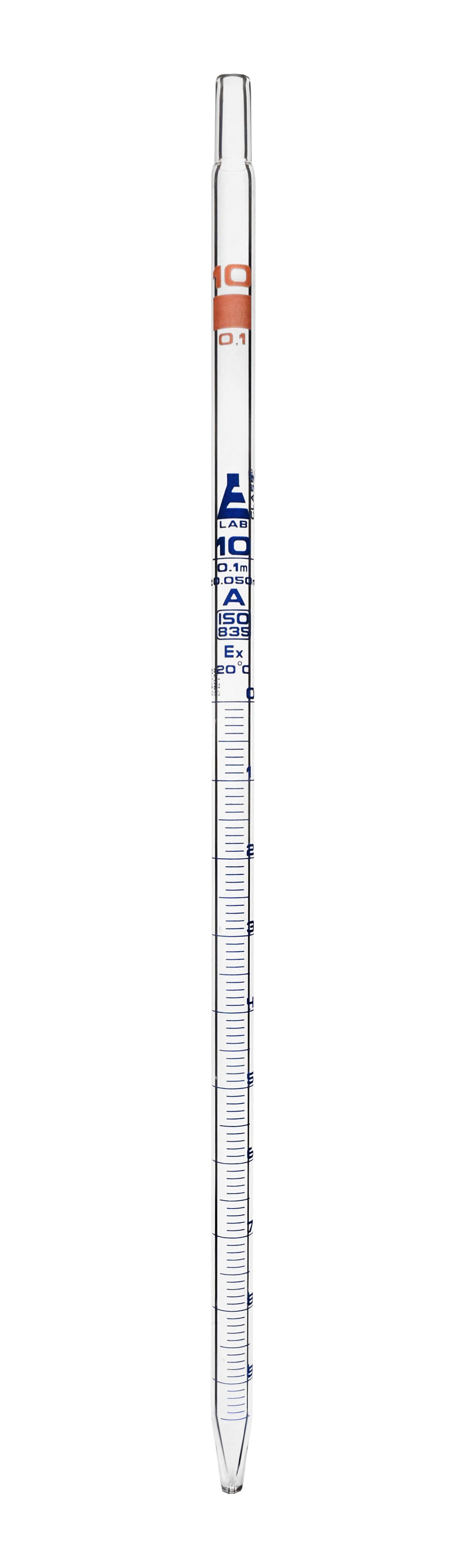 Class A Borosilicate Glass Serological Pipette with Blue Graduations