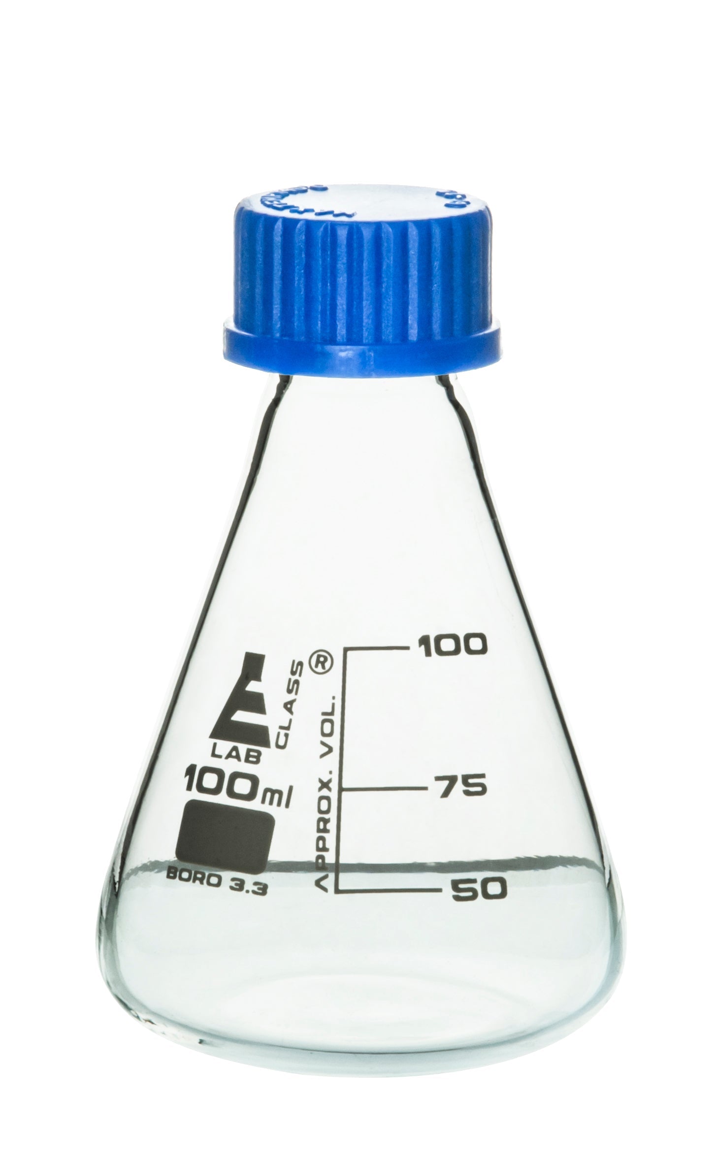 Conical Borosilicate Glass Erlenmeyer Flask with Screw Cap