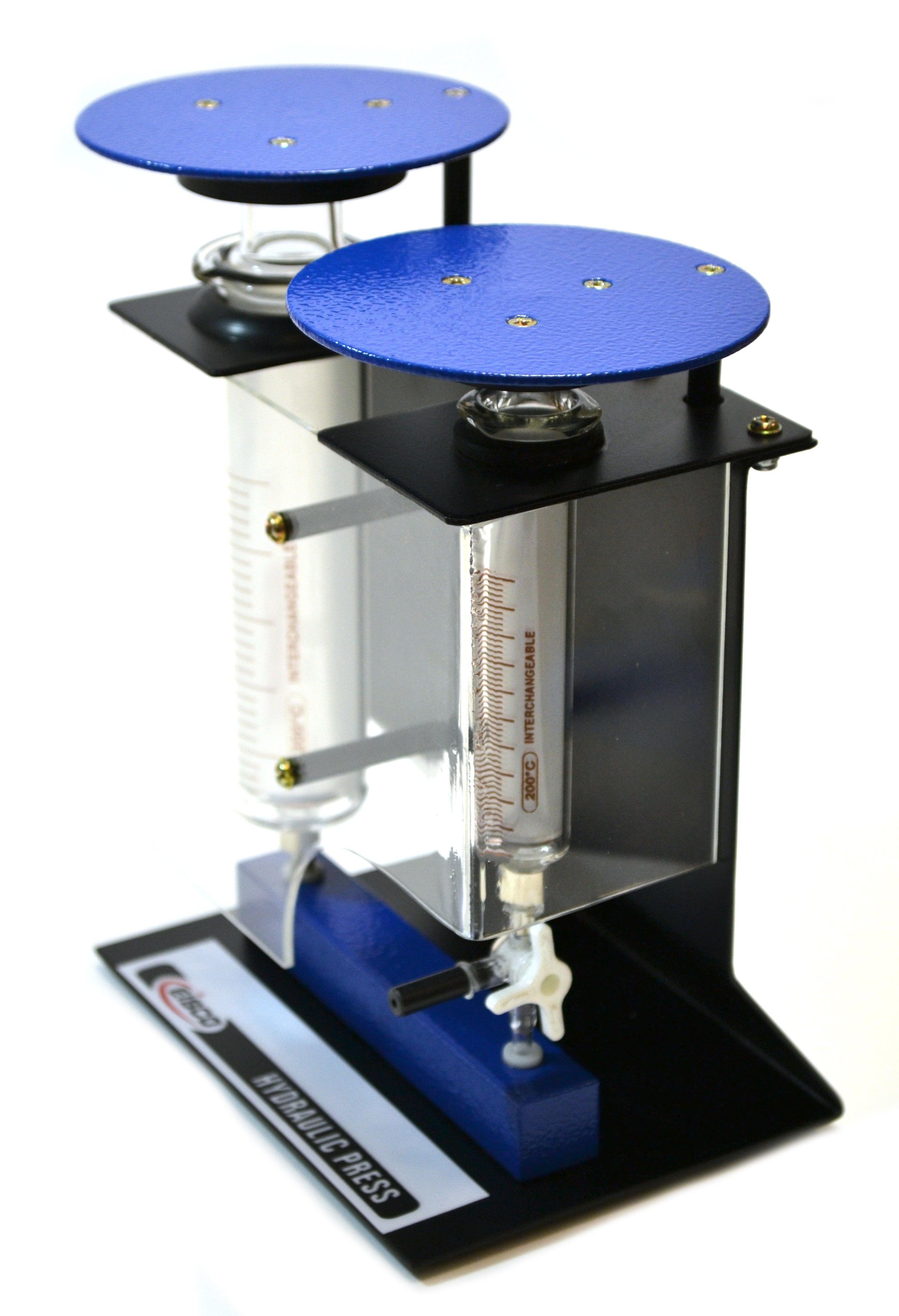 Hydraulic Press with Borosilicate Glass Cylinders