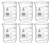 Heavy Duty Borosilicate Glass Beaker with White Graduations, 6-Pack