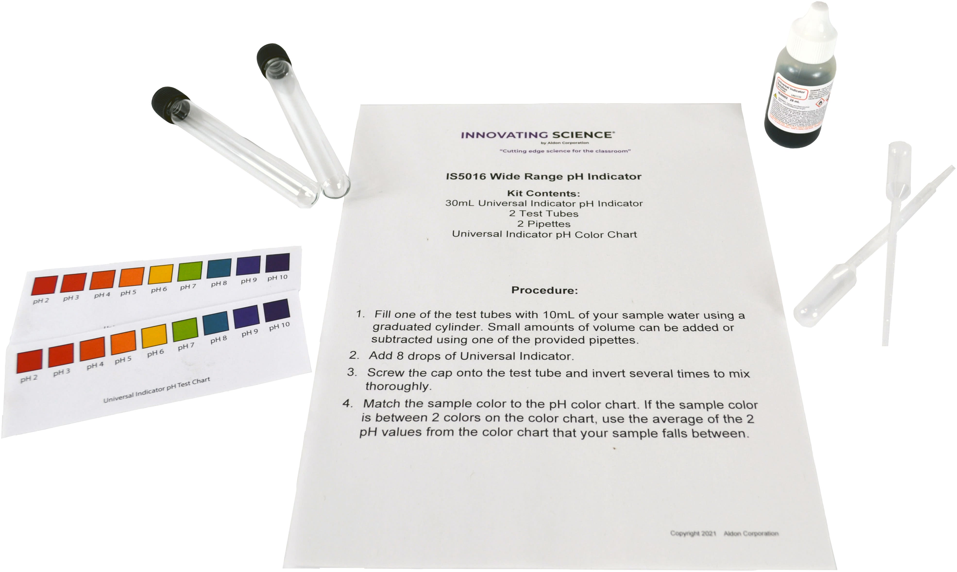 Wide Range pH Water Test Kit with 50 Tests for pH 2-10
