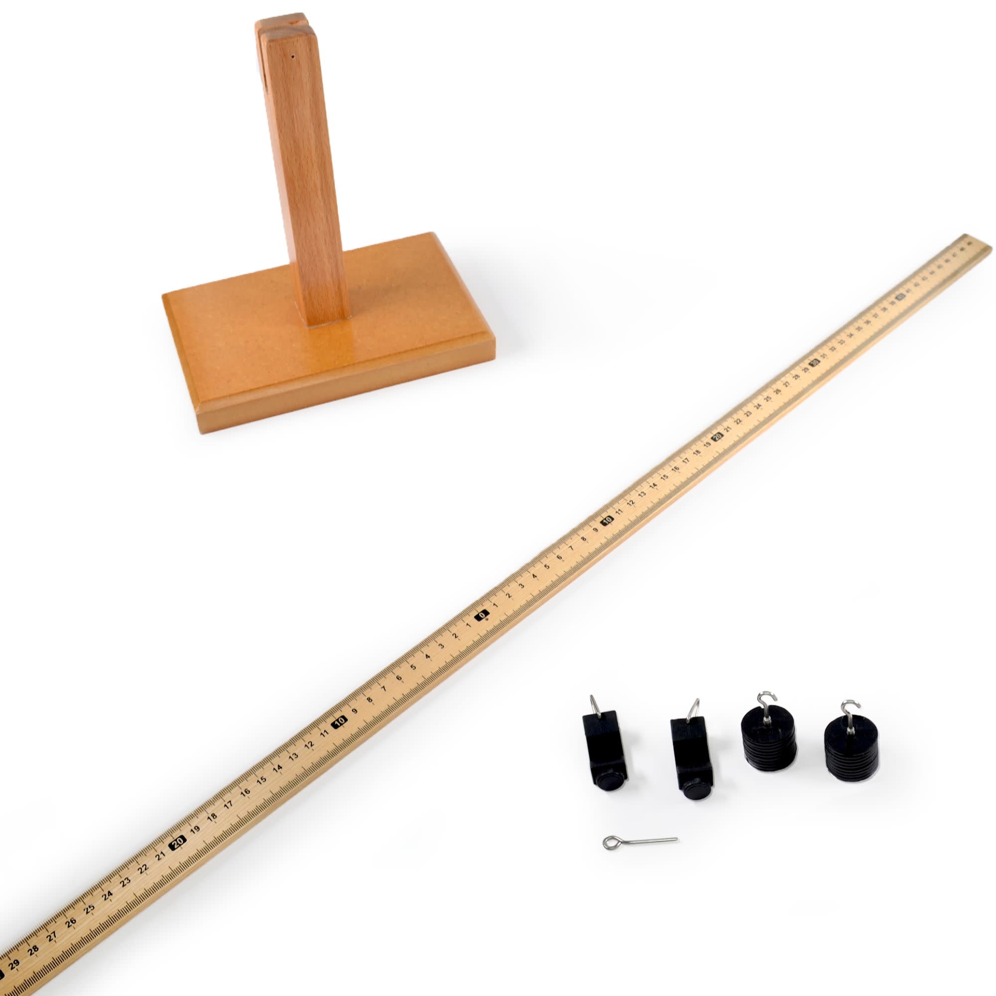 Wooden Meter Lever with Fulcrum Base and 100g Weights