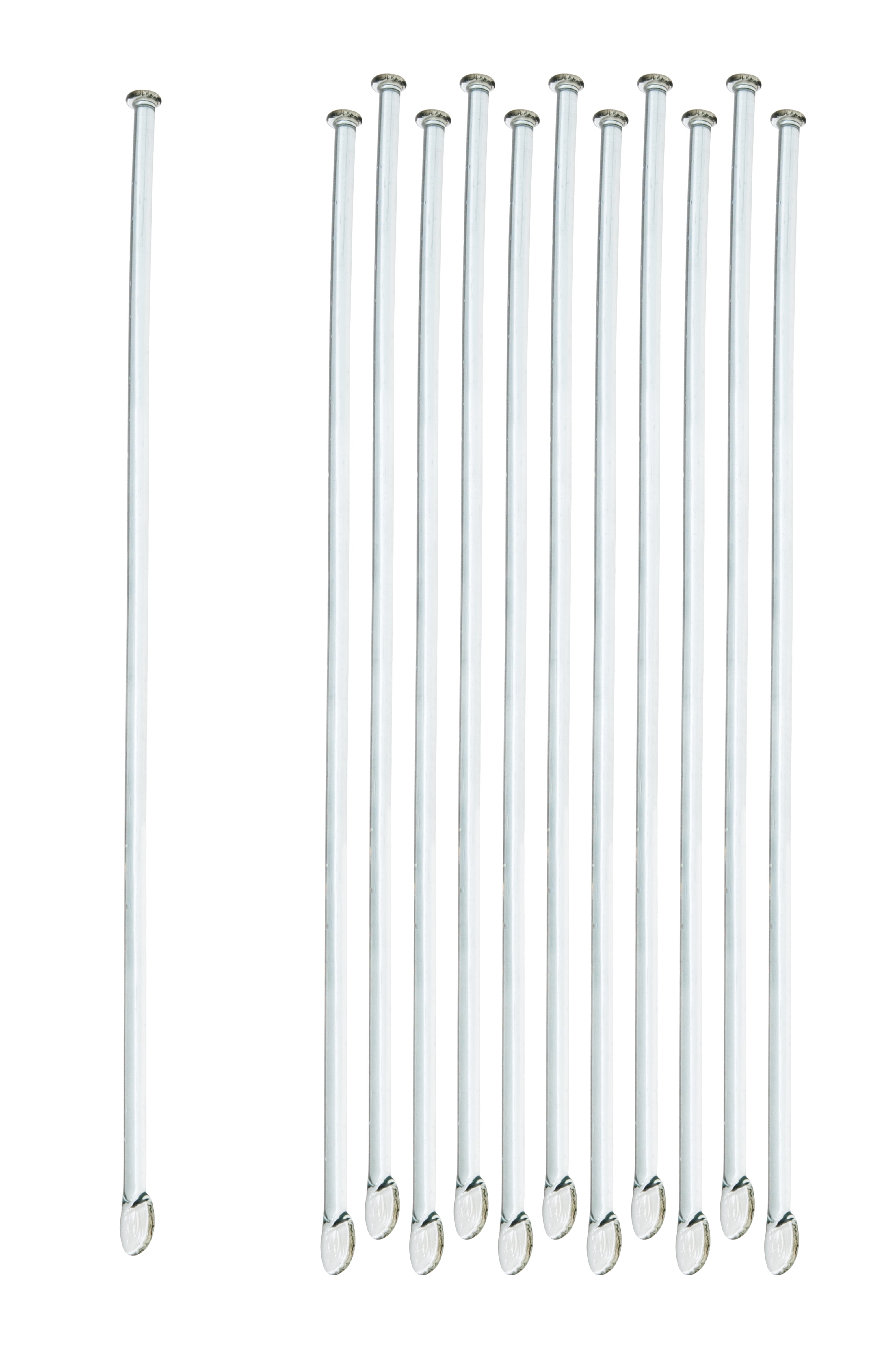 Borosilicate Glass Stirring Rod with Spade and Button Ends, 10-Pack