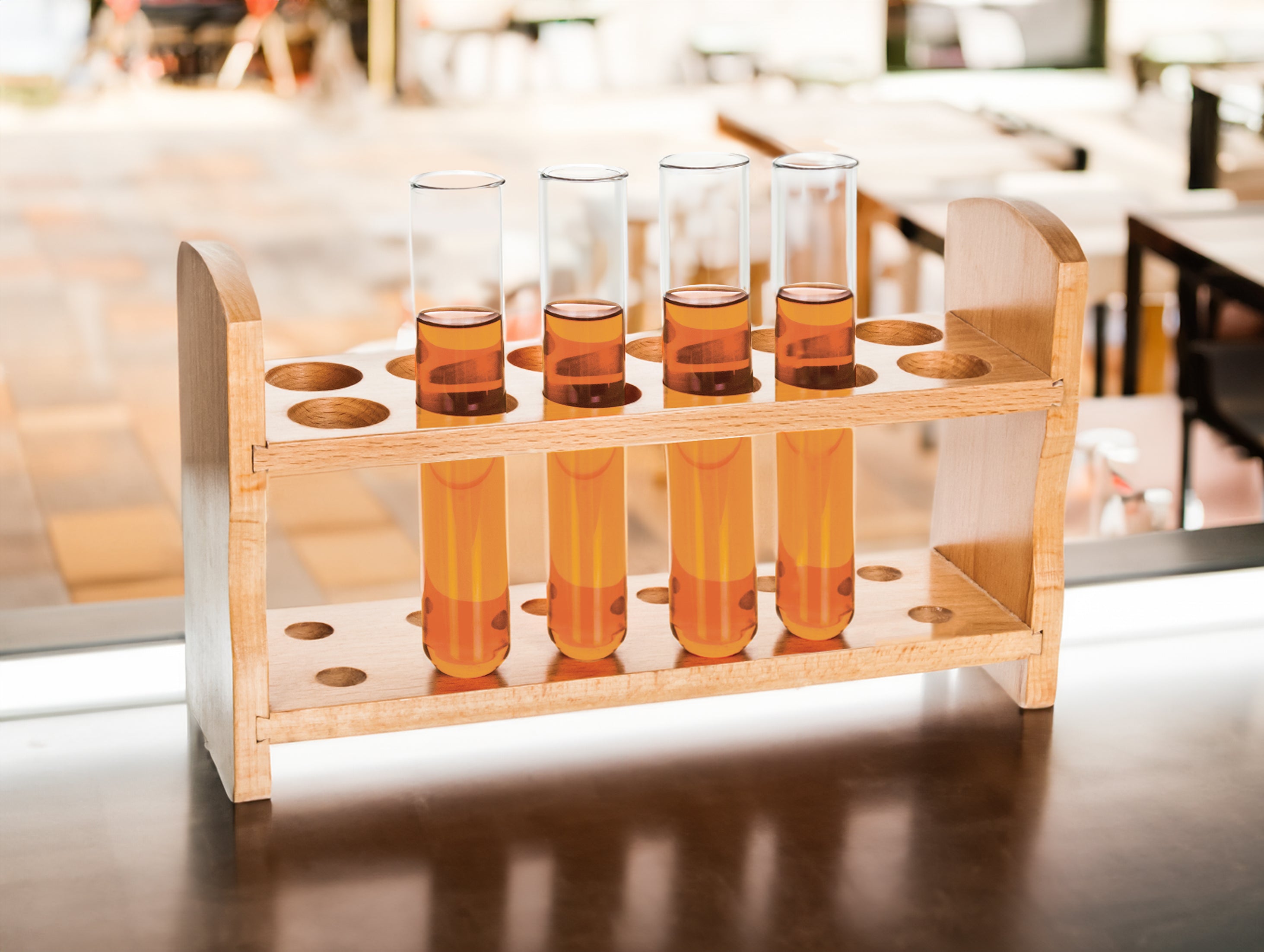 Premium Beech Wood Test Tube Rack for 12 Tubes, 28mm
