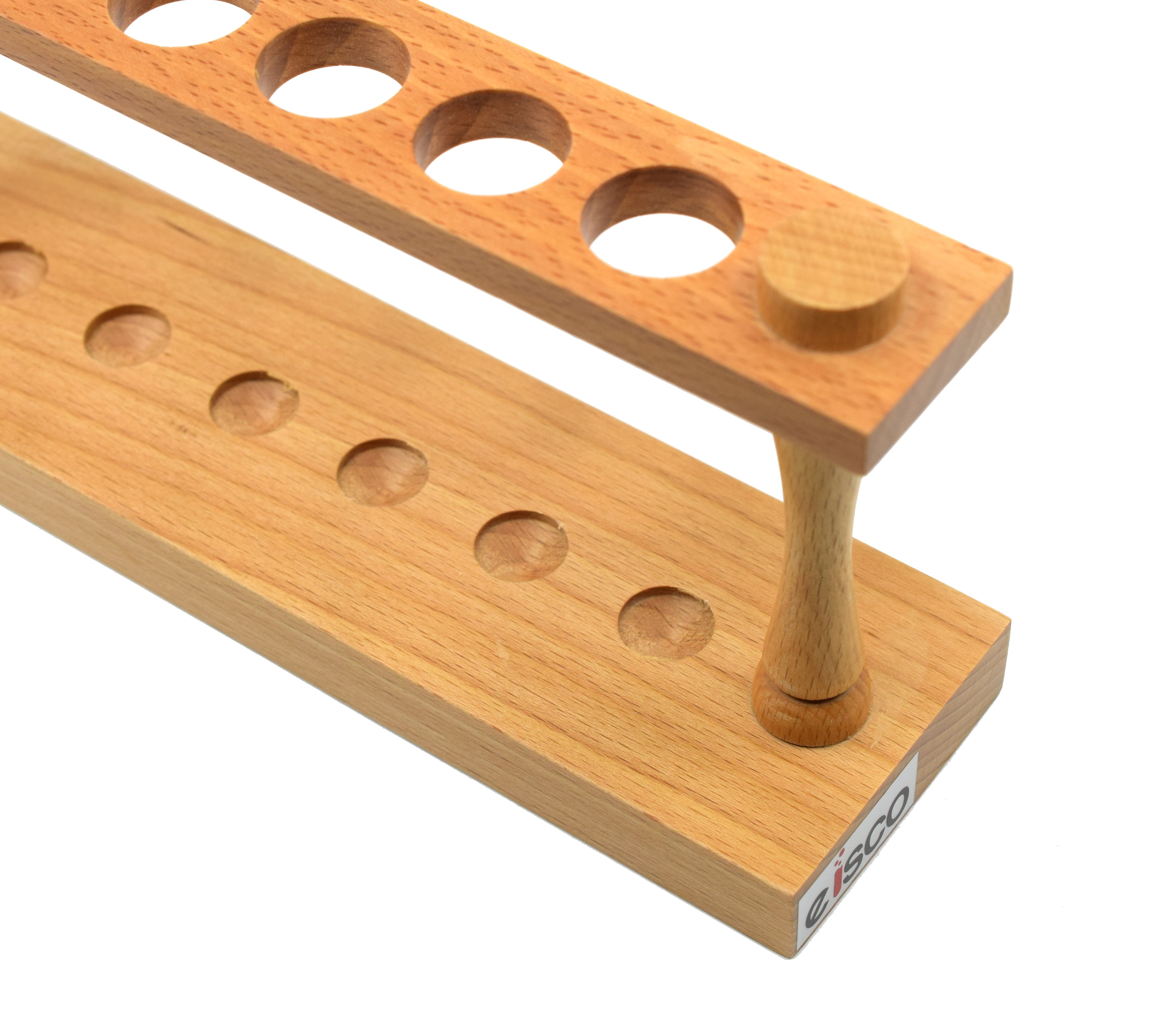 Premium Wood Test Tube Rack for 6 Tubes, 22mm, with Drying Pegs
