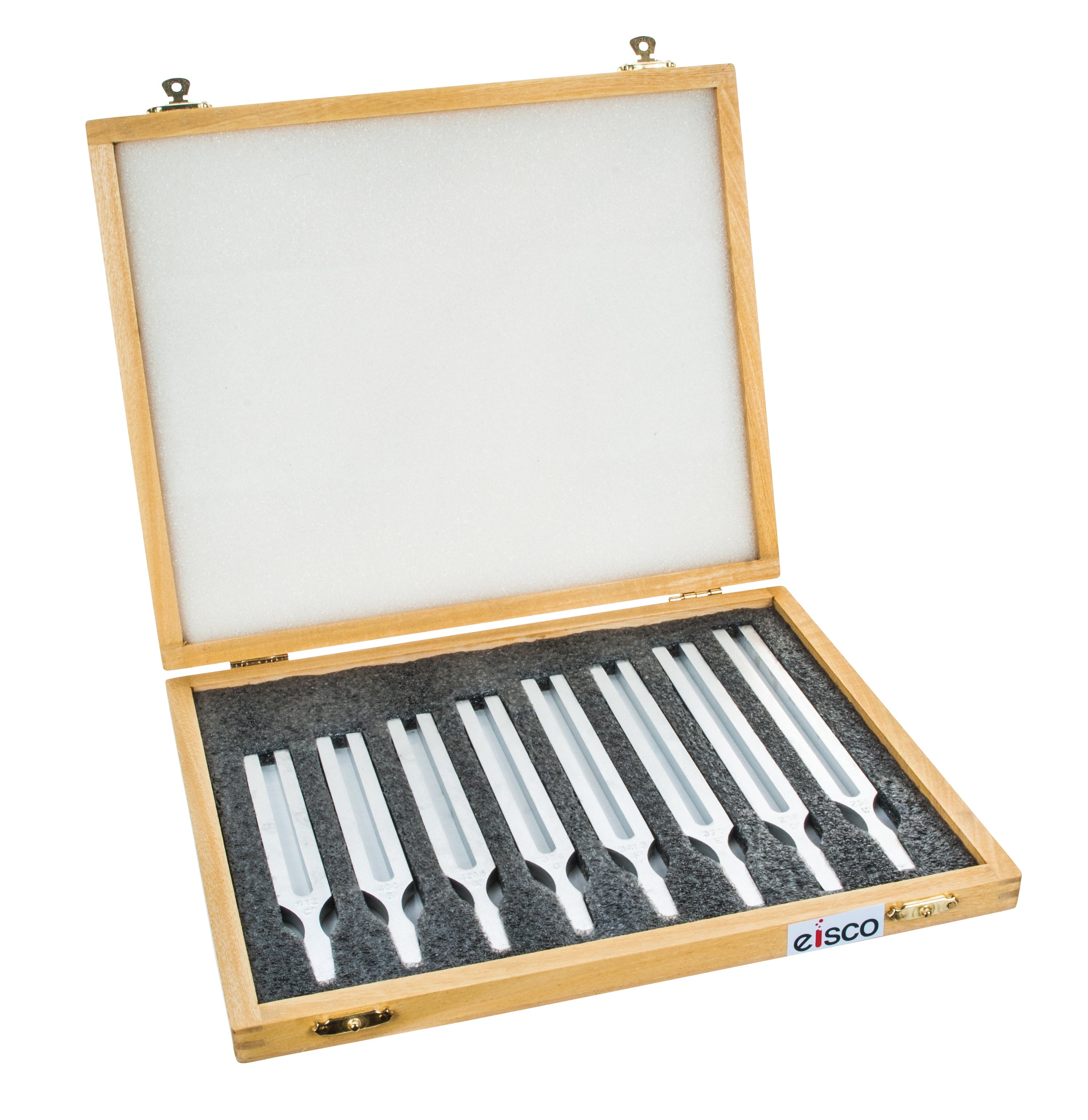 8-Piece Aluminum Scientific Tuning Fork Set with Wooden Case