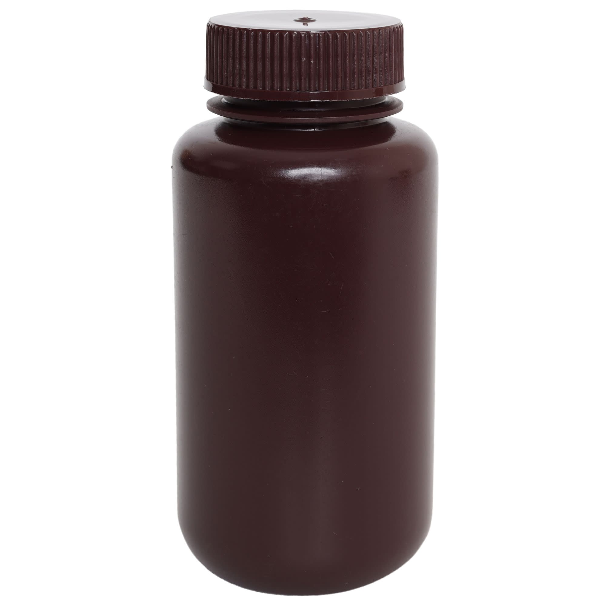 250-Bulk Pack Amber Wide Mouth HDPE Reagent Bottles with PP Caps and UV Shielding, 250mL, -100 to 120°C