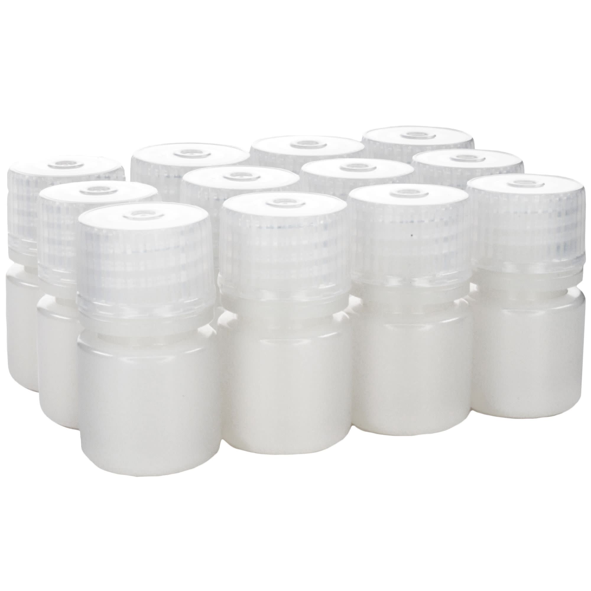 12-Pack Translucent Narrow Mouth HDPE Reagent Bottles with PP Caps, 8mL, -100 to 120°C