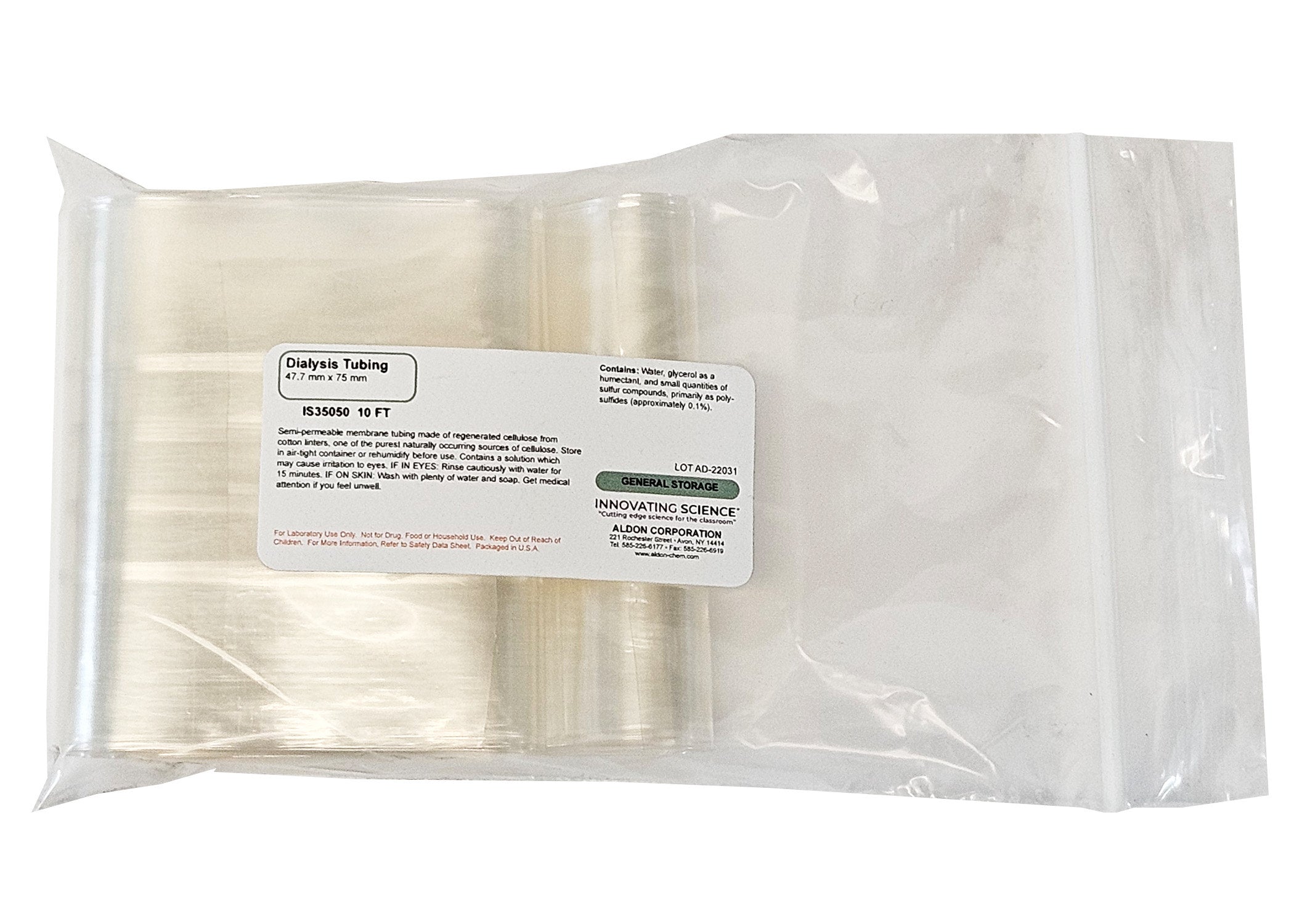 Dialysis Tubing, 47.7 x 75mm, 10ft