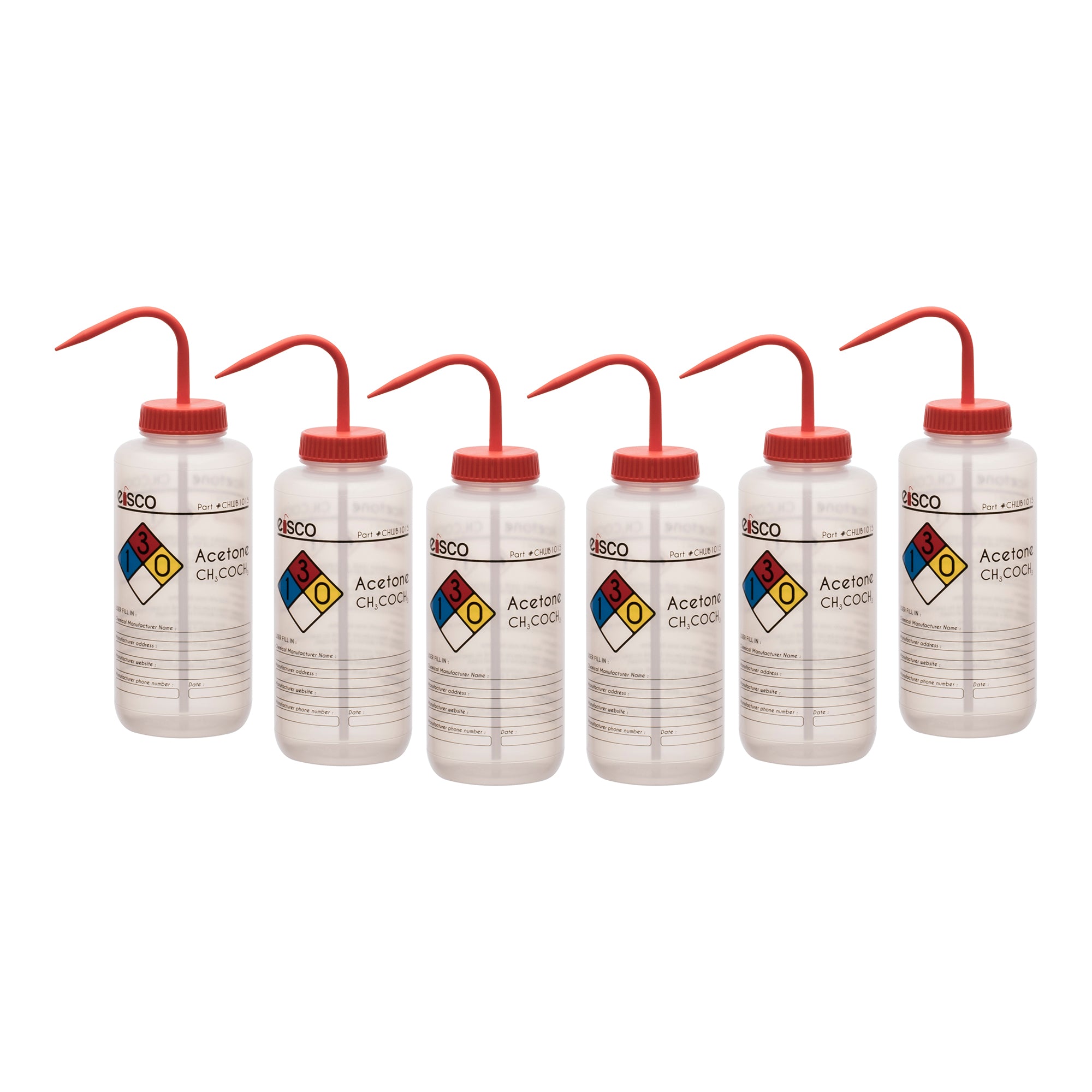 Acetone Wash Bottle, LDPE, 4-Color Label, 1000mL