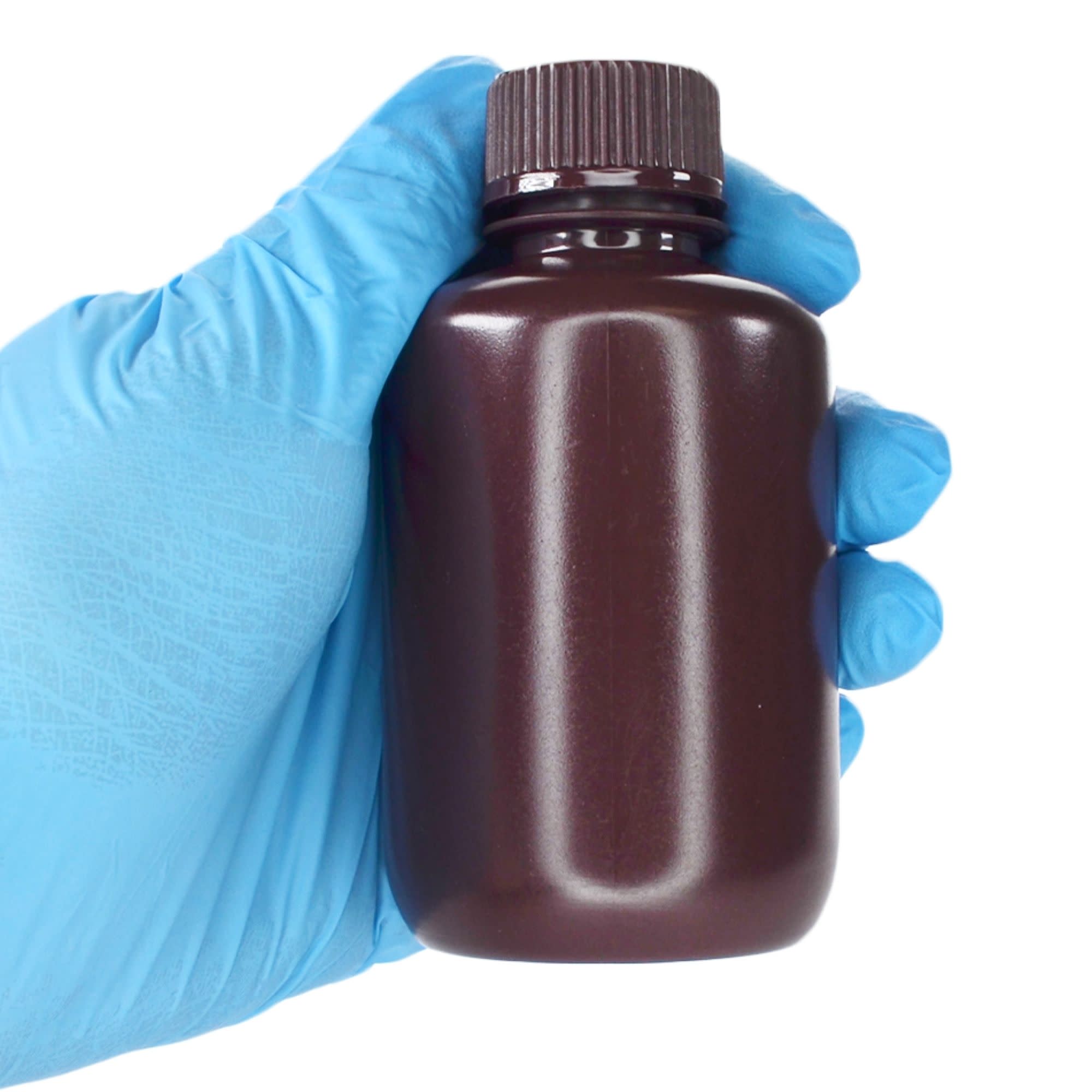 500-Bulk Pack Amber Narrow Mouth HDPE Reagent Bottles for Light-Sensitive Substances, 125mL, -100 to 120°C