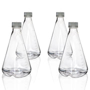 Sterile PETG Erlenmeyer Flask with Baffled Bottom, 4-Pack