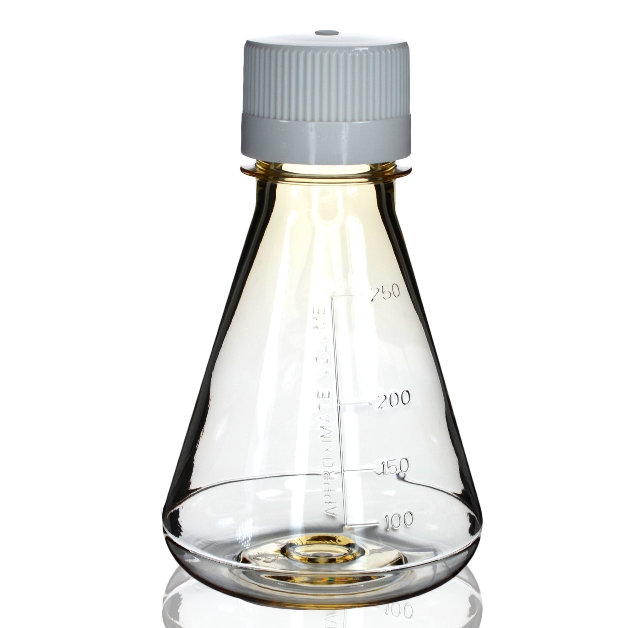 Sterile Non-Vented Flat-Bottom Polycarbonate Erlenmeyer Flask, USP Class VI, 250mL