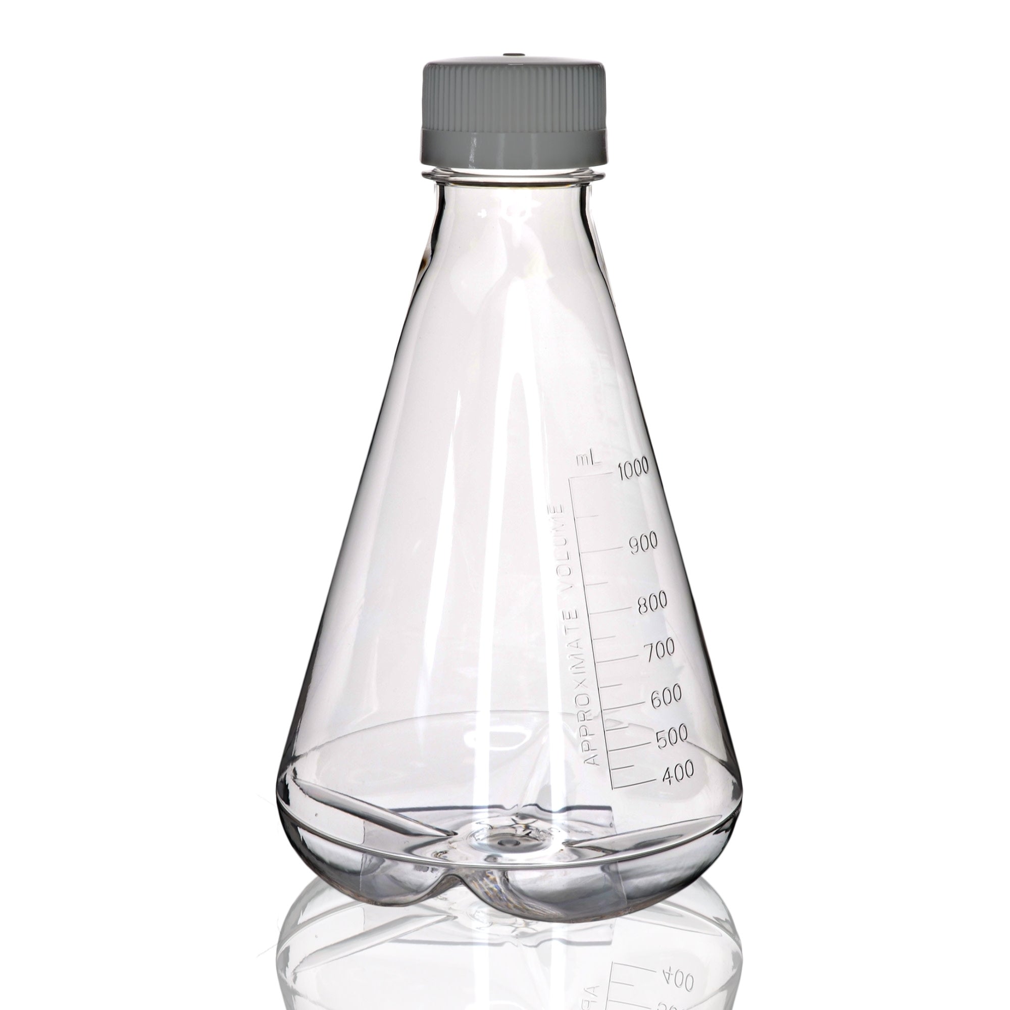 Sterile PETG Erlenmeyer Flask with Baffled Bottom, 1L