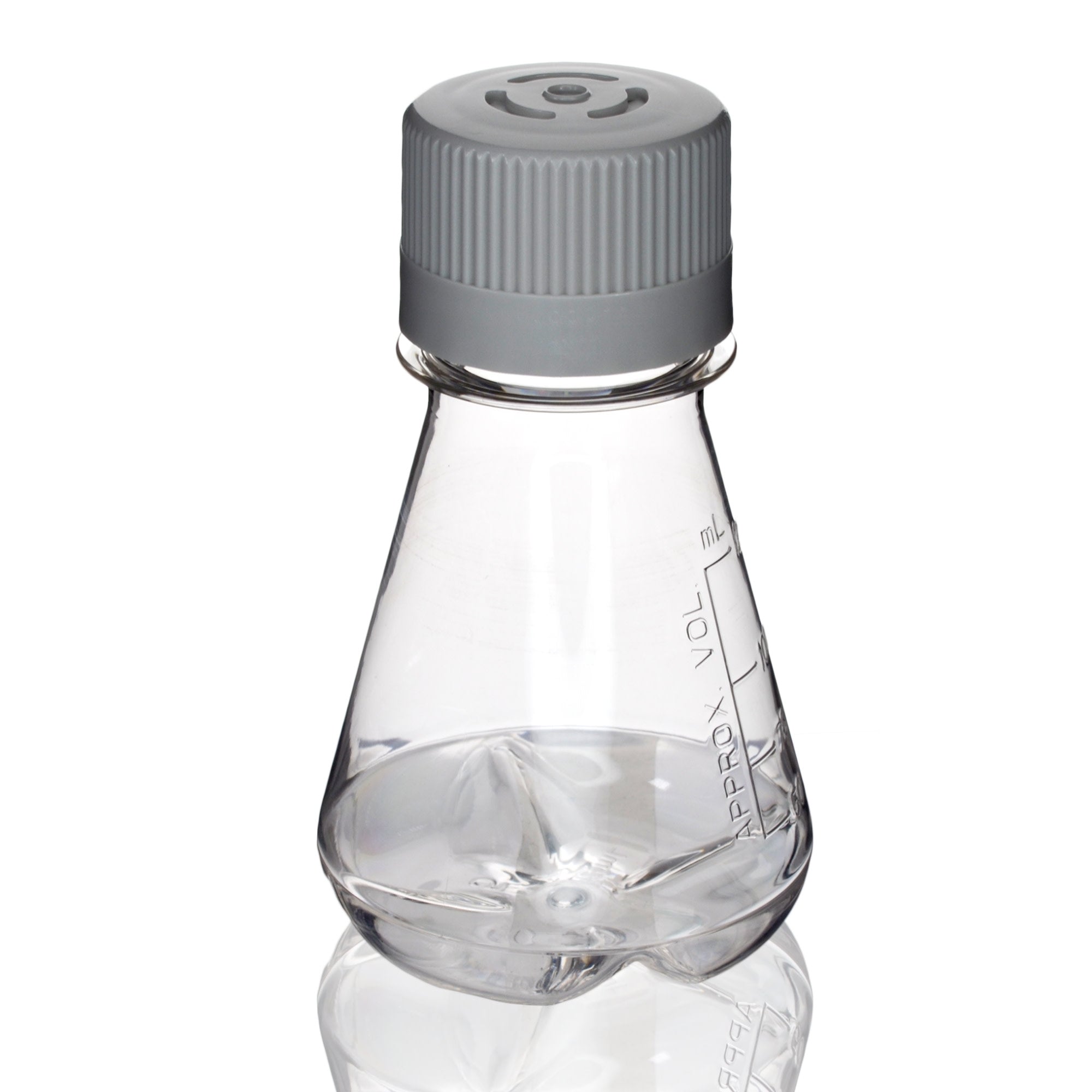 Sterile Vented Baffled-Bottom PETG Erlenmeyer Flask, USP Class VI, 125mL