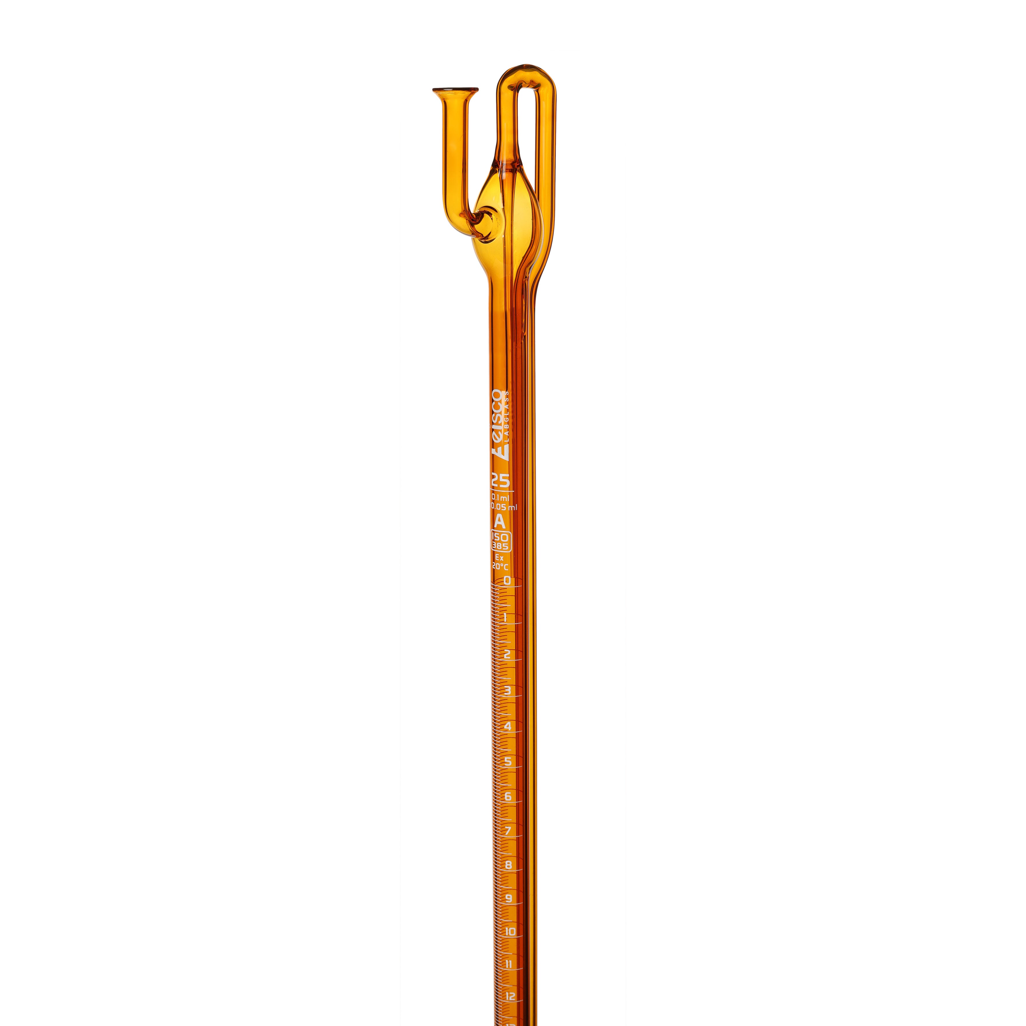 Amber Class A Automatic Zero Schellbach Burette with 1000mL Reservoir, 25mL, 29/32 Joint, Borosilicate Glass